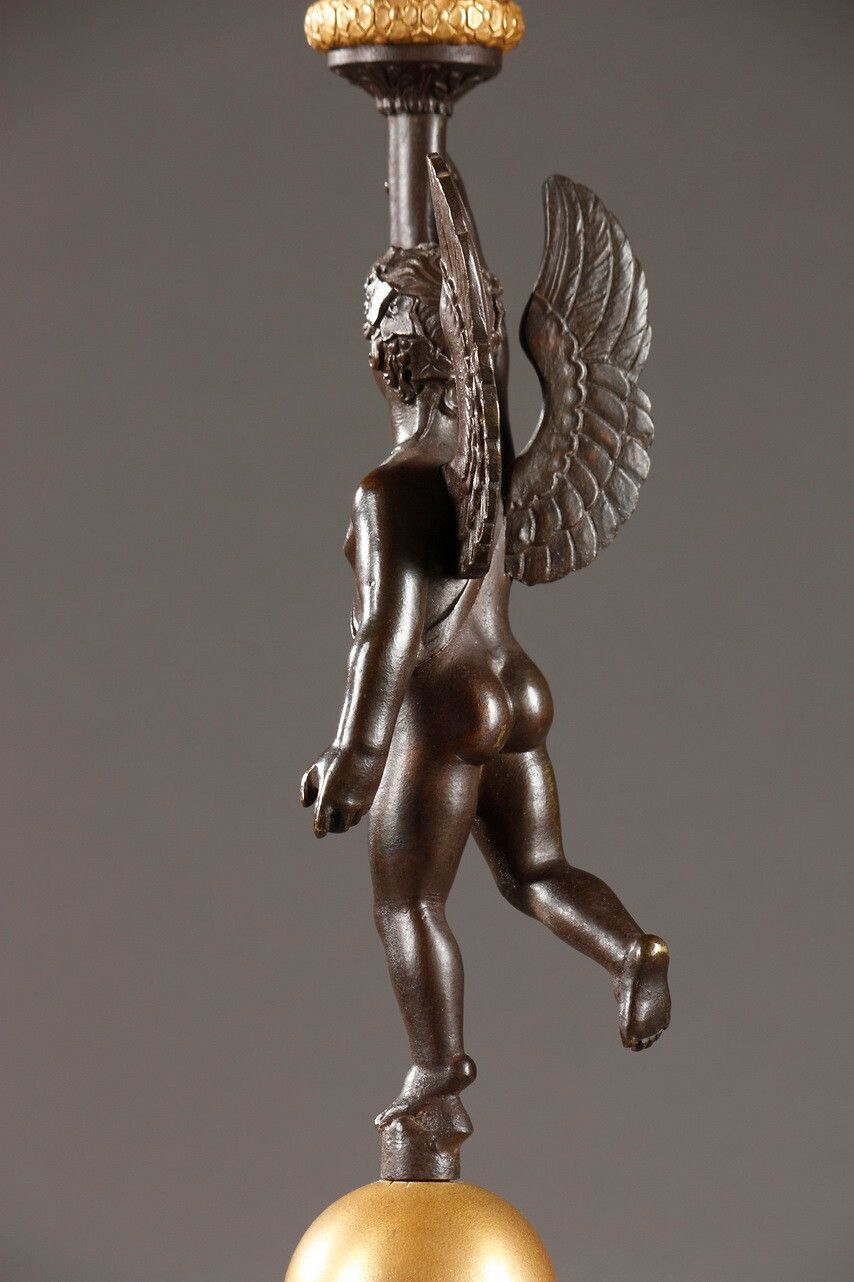 Pair Of Putti Candelabra In Gilt And Patinated Bronze photo 4949.0