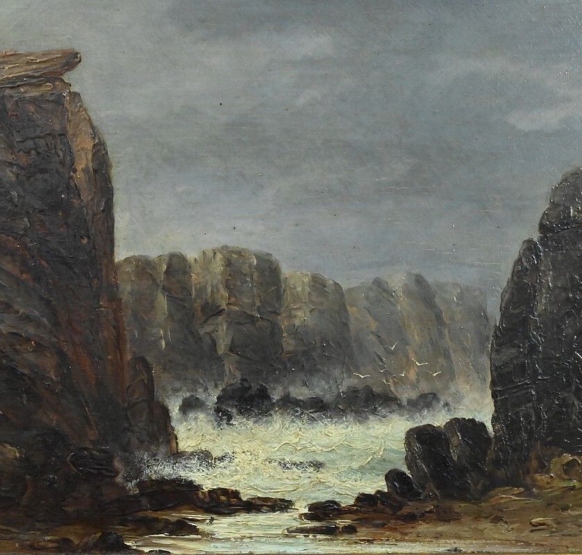 Painting "The Wild Coast Of Belle île En Mer", 19th Century French School photo vinterior
