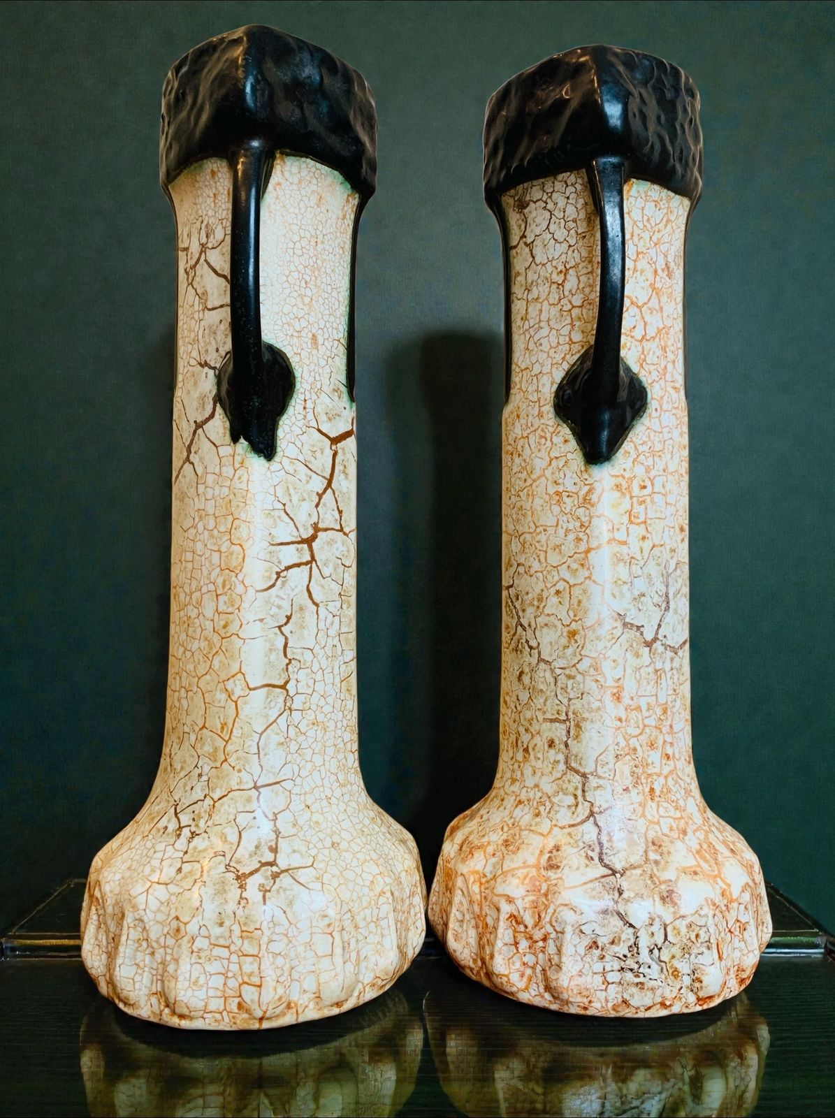 Unusual Pair Of Antique Art Deco, Ditmar Urbach 'Alienware' Double Handled Vases photo furniture