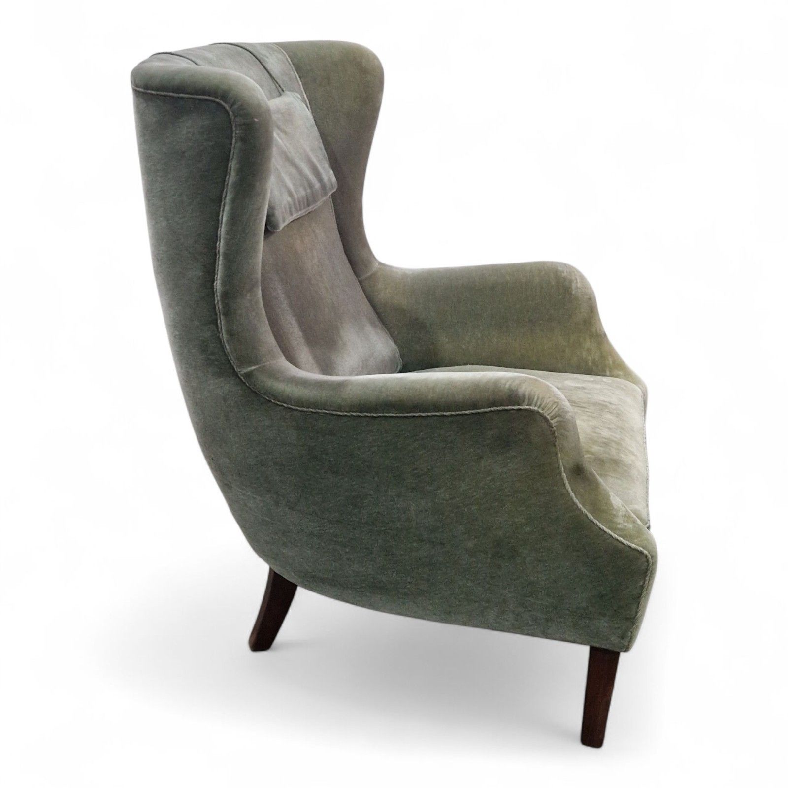Danish Wing Back Armchair Mid Century Library Reading Chair With Cushion photo furniture