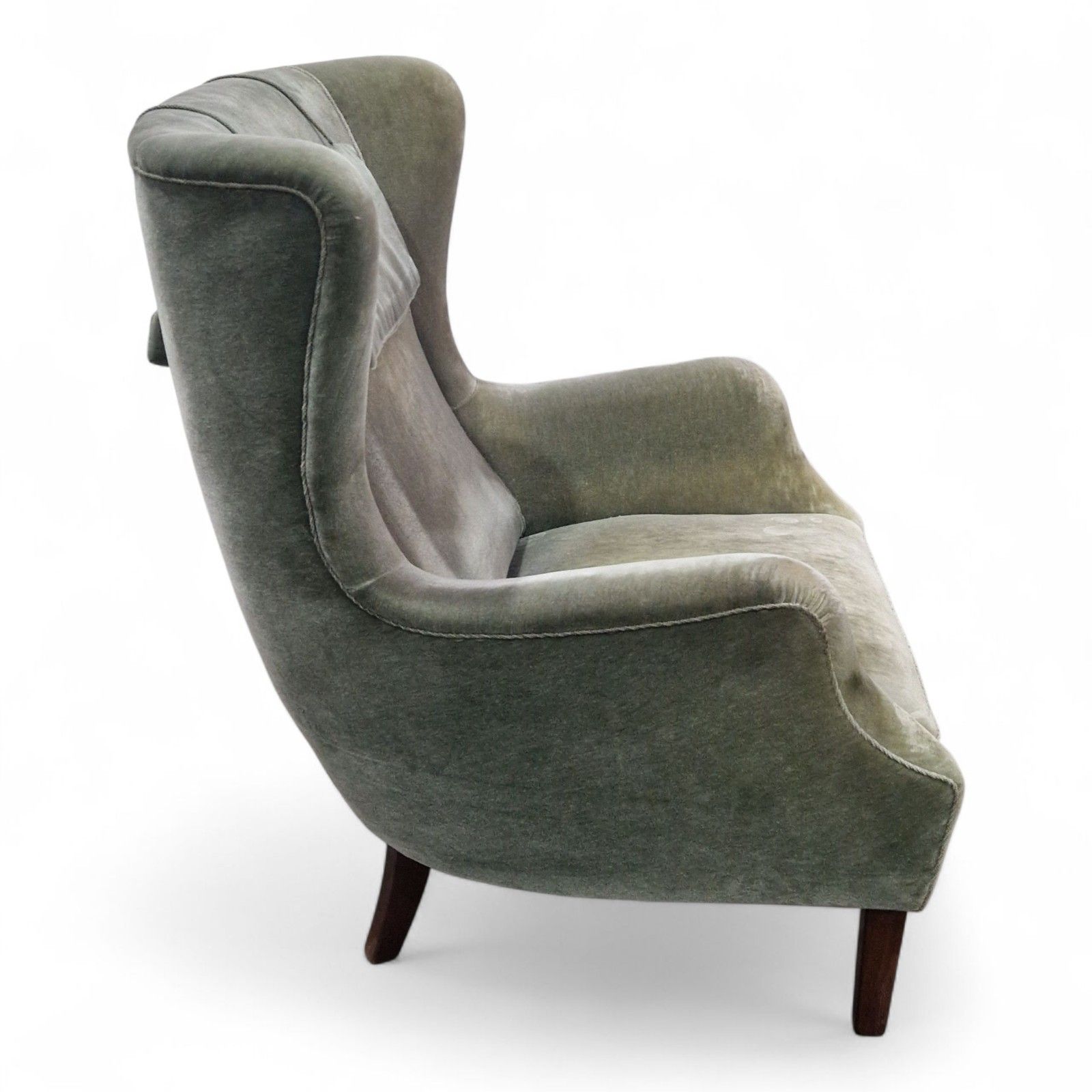 Danish Wing Back Armchair Mid Century Library Reading Chair With Cushion photo for sale
