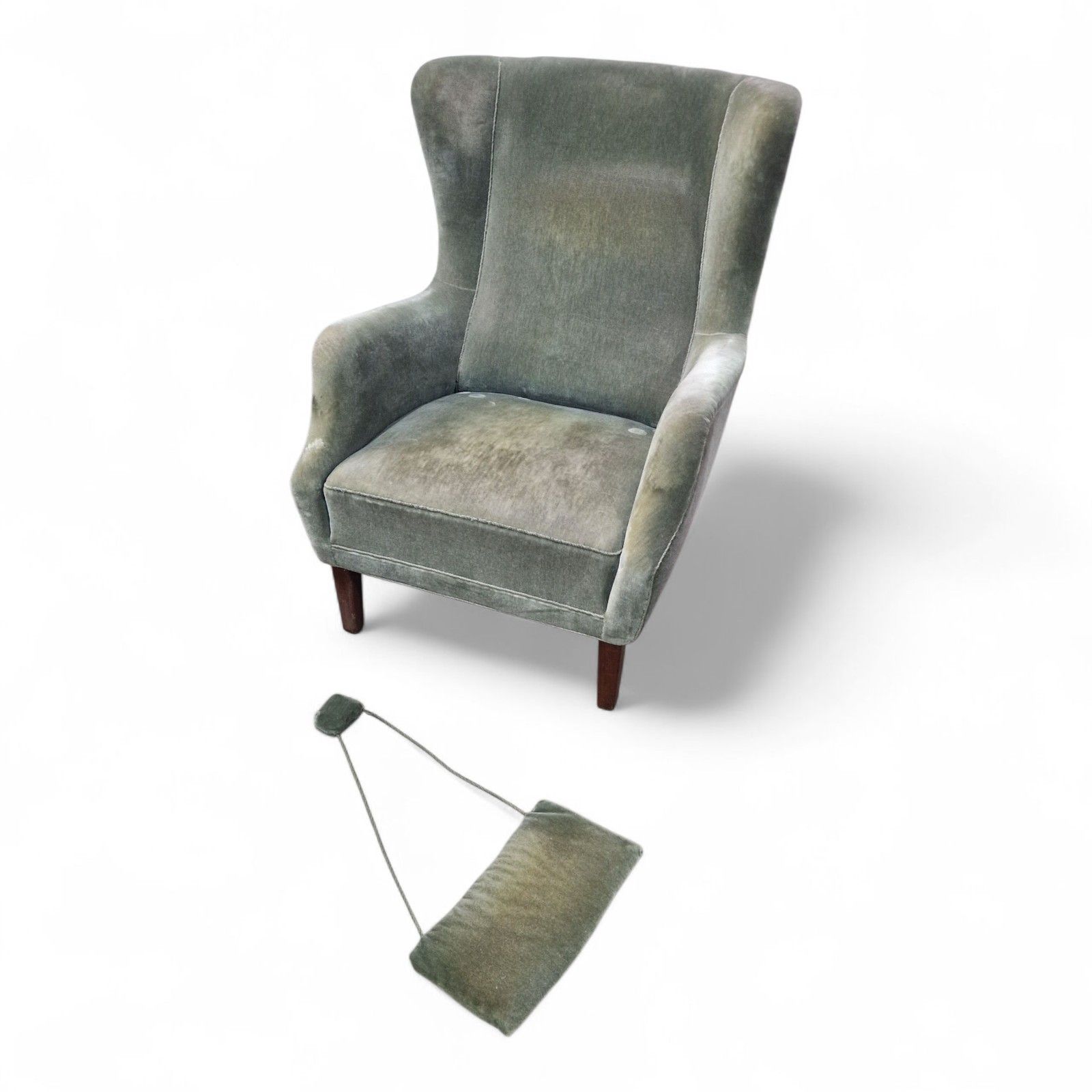 250.0 Danish Wing Back Armchair Mid Century Library Reading Chair With Cushion photo