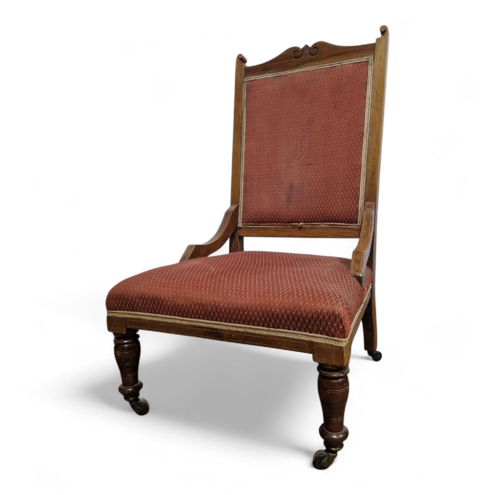 Antique Victorian Fireside Chair Carved Occasional Salon Chair Bedroom Chair