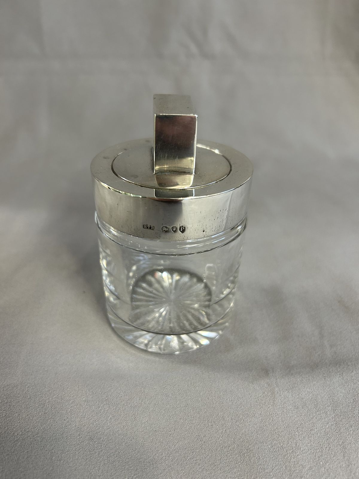 Victorian Silver Topped Glass Jar   London 1890   Brockwell & Sons