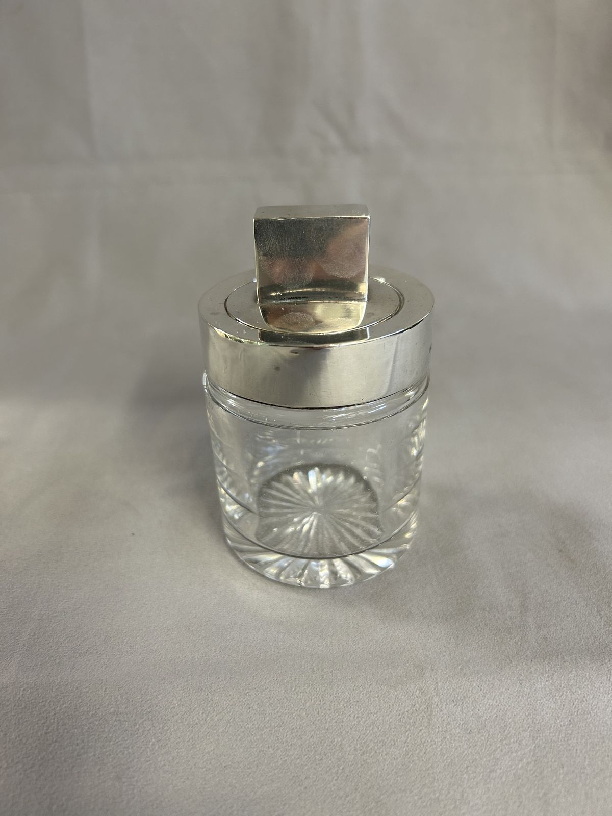 Victorian Silver Topped Glass Jar   London 1890   Brockwell & Sons photo for sale