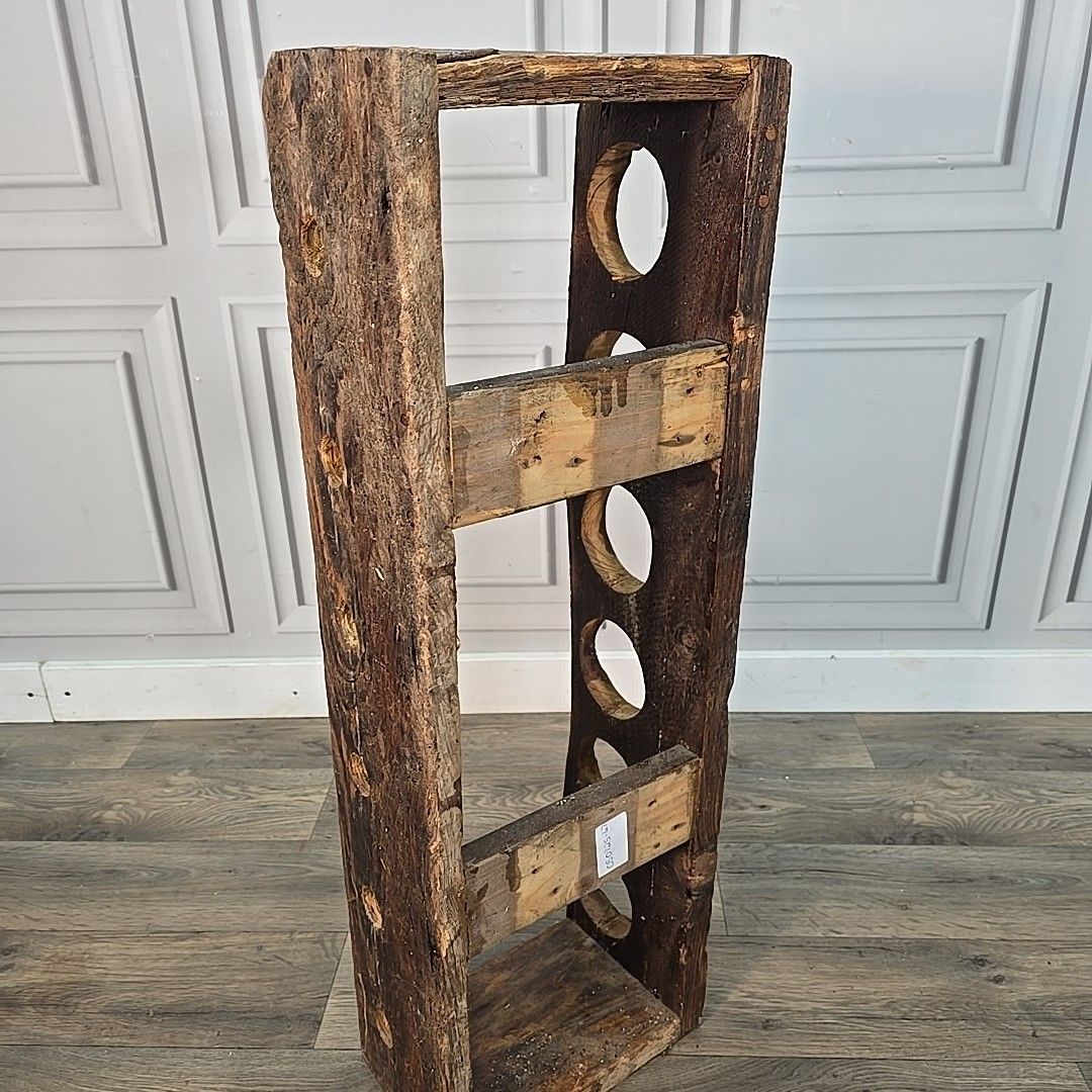 Vintage Reclaimed Wine Rack Rustic Solid Wood Holder 6 Bottles Pine Handmade photo for sale