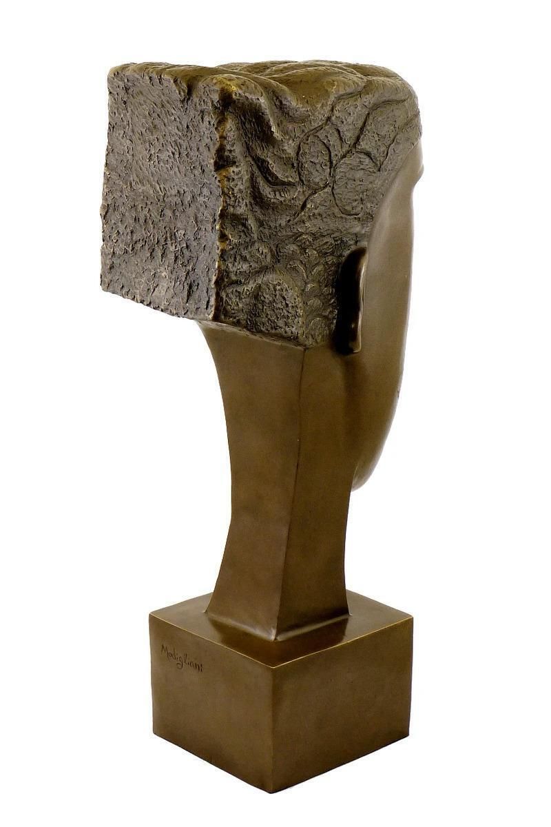 Art Deco Style Brown Patinated Bronze Woman’s Head Sculpture photo furniture