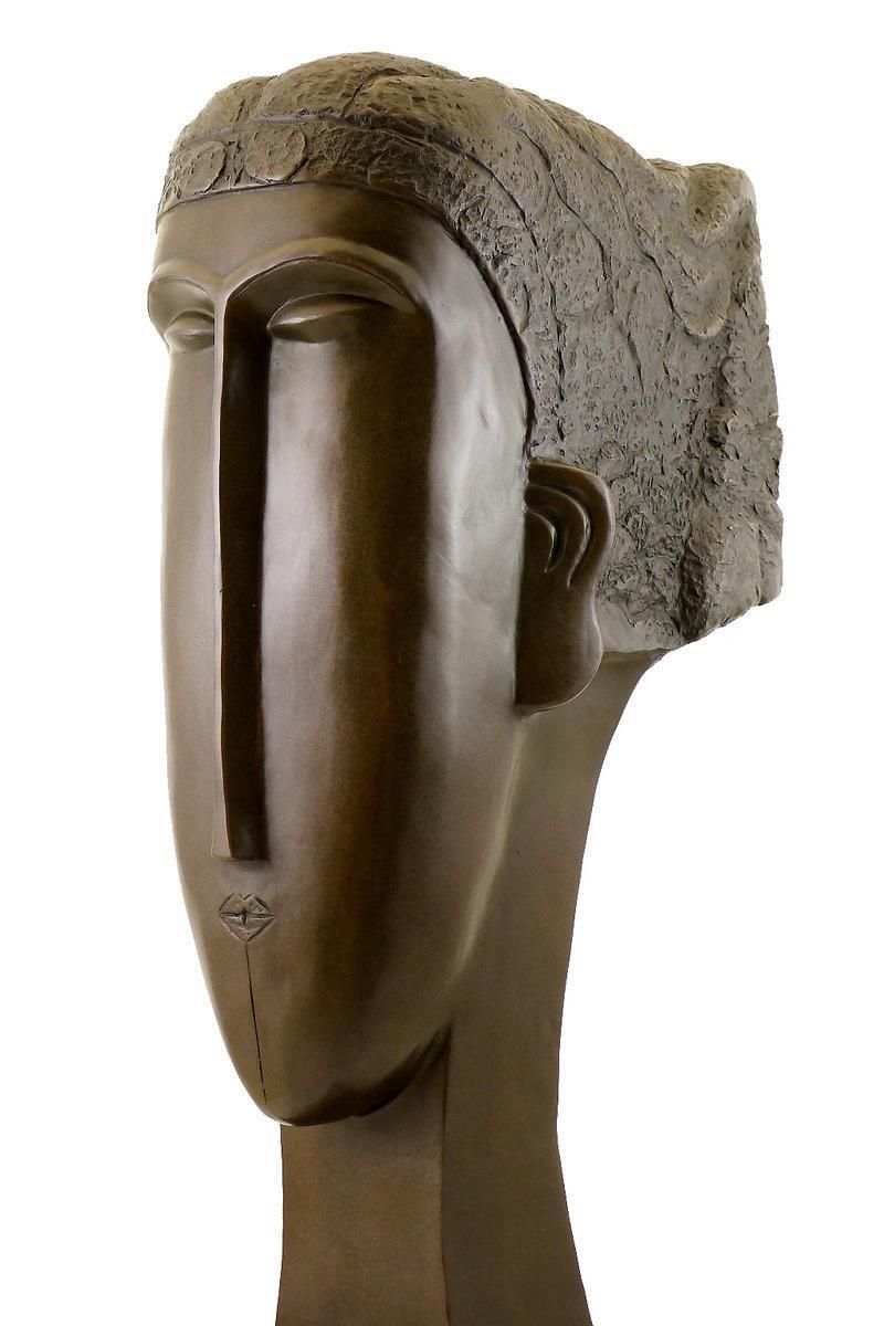 Art Deco Style Brown Patinated Bronze Woman’s Head Sculpture photo buy