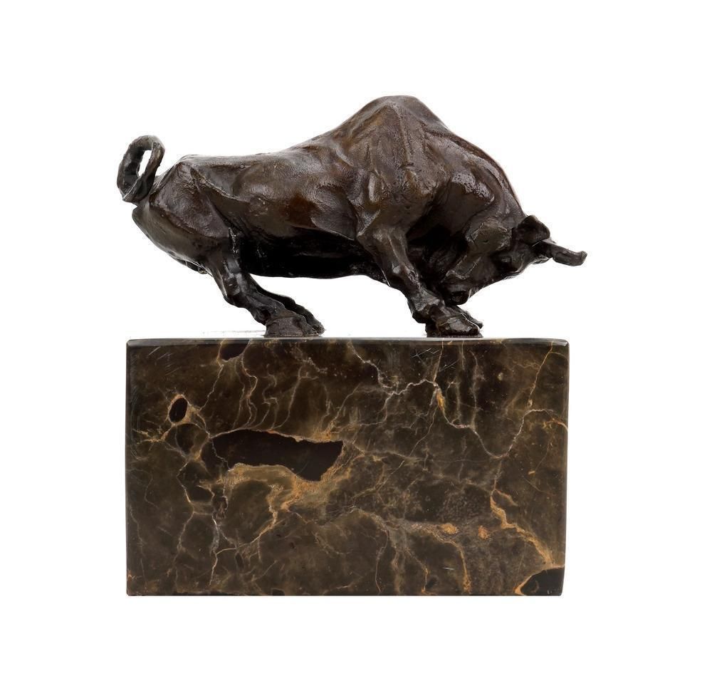 Art Deco Style Brown Patinated Bronze Bull Animal Sculpture photo furniture