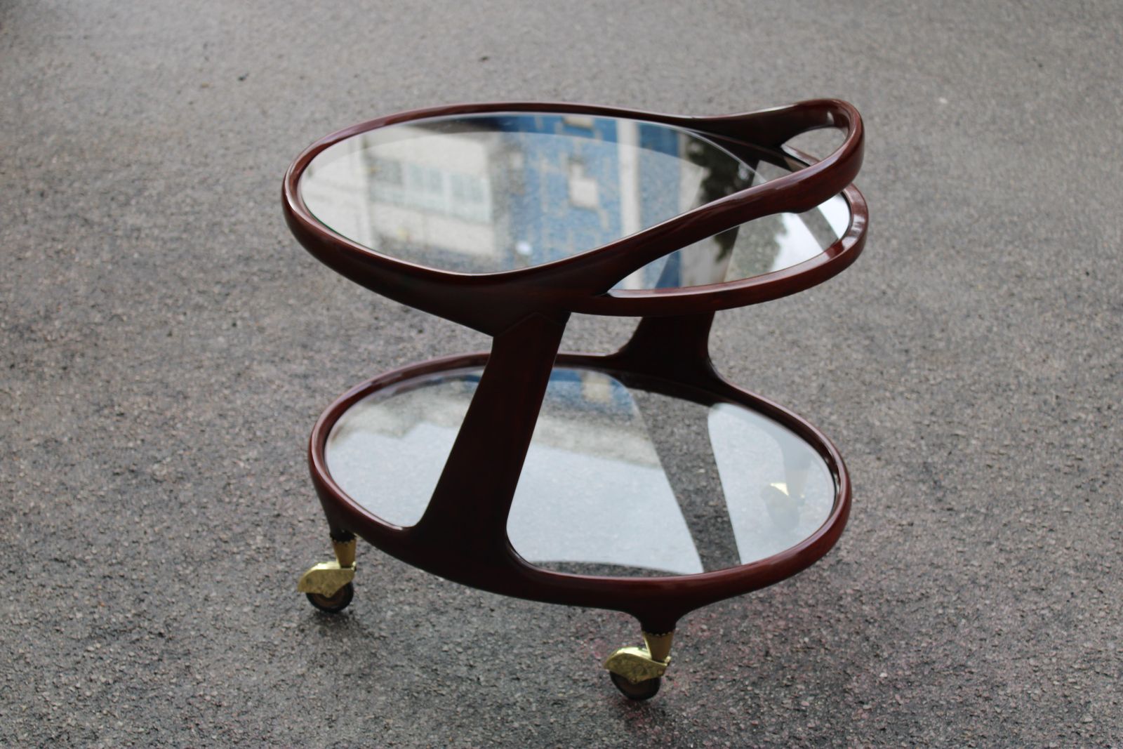Home Decor Cesare Lacca 1950 Italia Oval Shaped Bar Cart With Brass Wheels photo