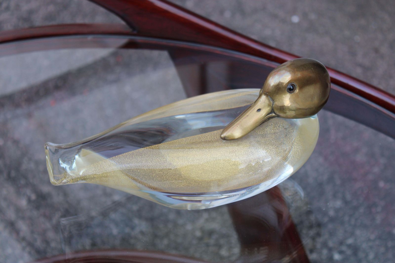 Duck In Murano Glass La Murrina And Brass Italian Design 1970 Gold Dust photo furniture