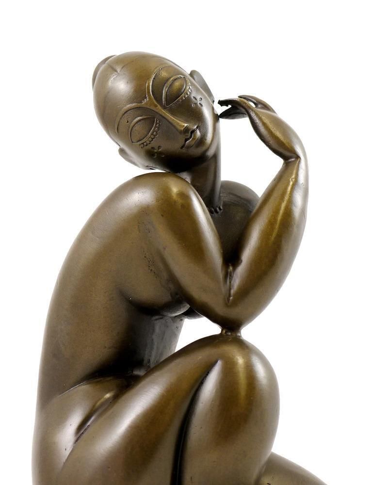 Art Deco Brown Patinated Bronze Female Nude Sculpture photo furniture
