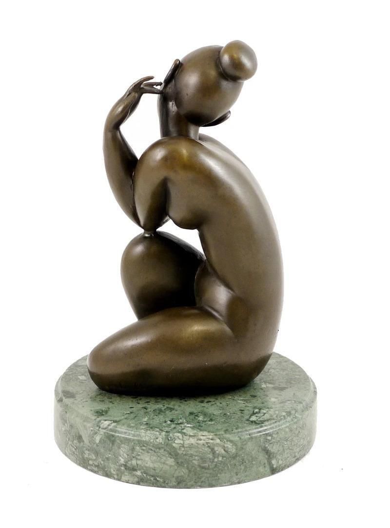 Art Deco Brown Patinated Bronze Female Nude Sculpture photo Art