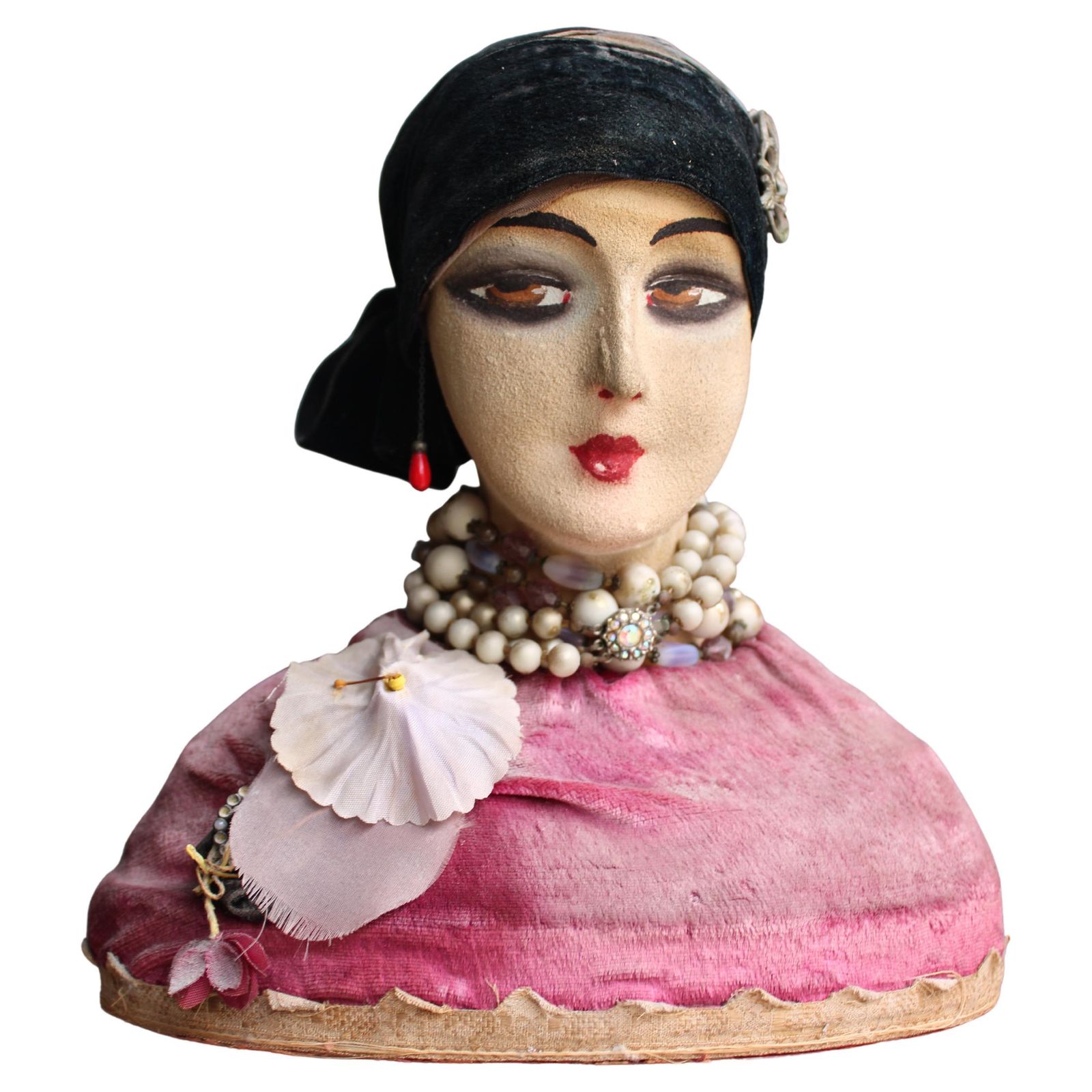Papier Mâché And Fabric Bust Depicting An Elegant Woman Art Deco France 1920s