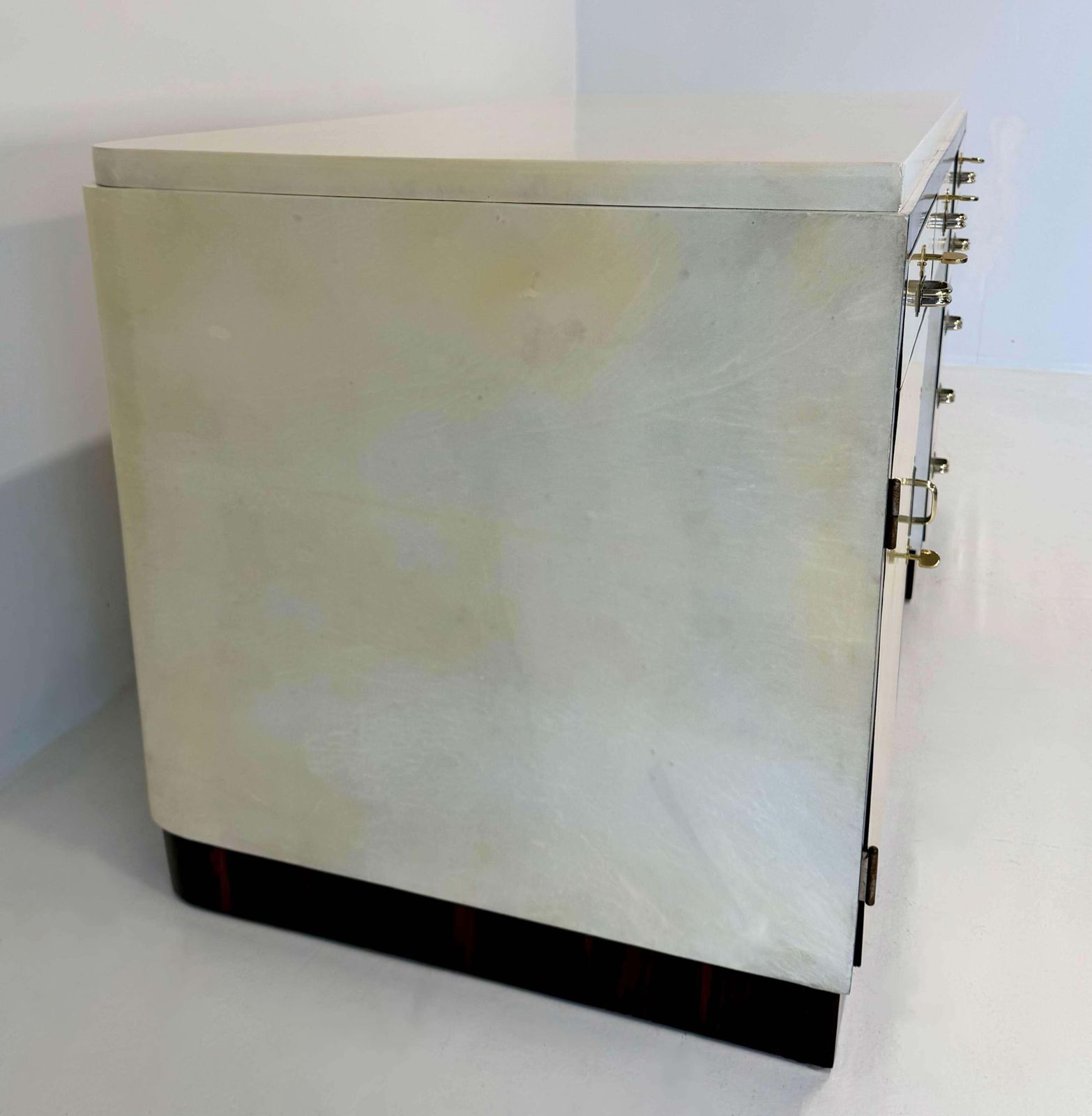 Italian Art Deco Parchment Desk In The Style Of Borsani, 1940s photo vinterior