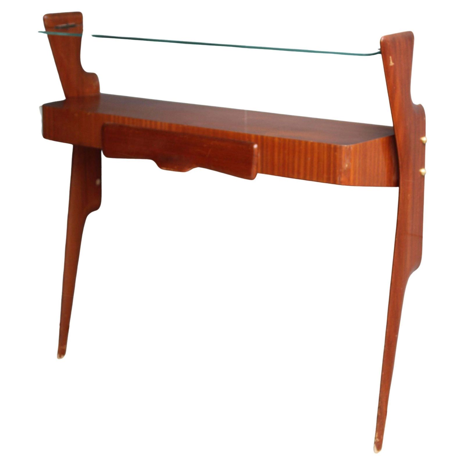 Italian Minimal Console Table In Sagomato Wood Style Carlo Mollino Mid Century