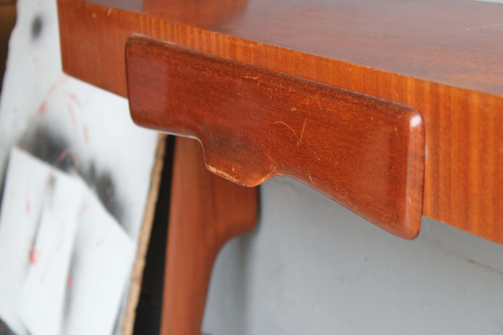 Italian Minimal Console Table In Sagomato Wood Style Carlo Mollino Mid Century photo vintage