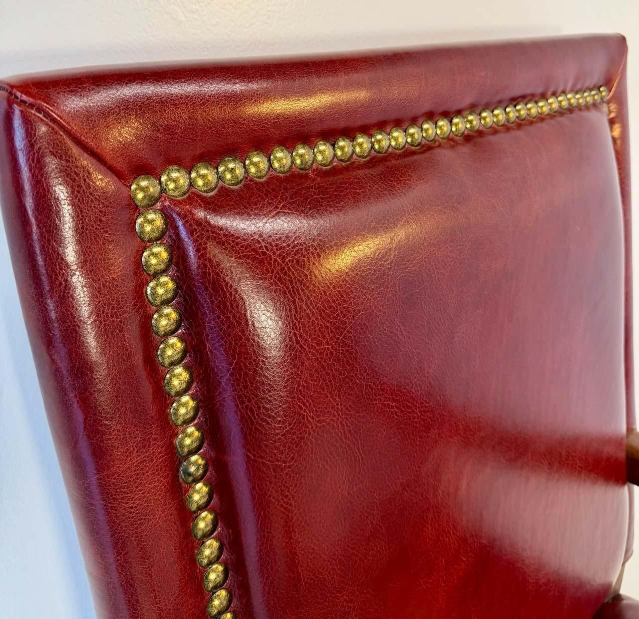 photo furniture Empire Style Throne Armchair In Red Leather And Beechwood With Bronze Studs