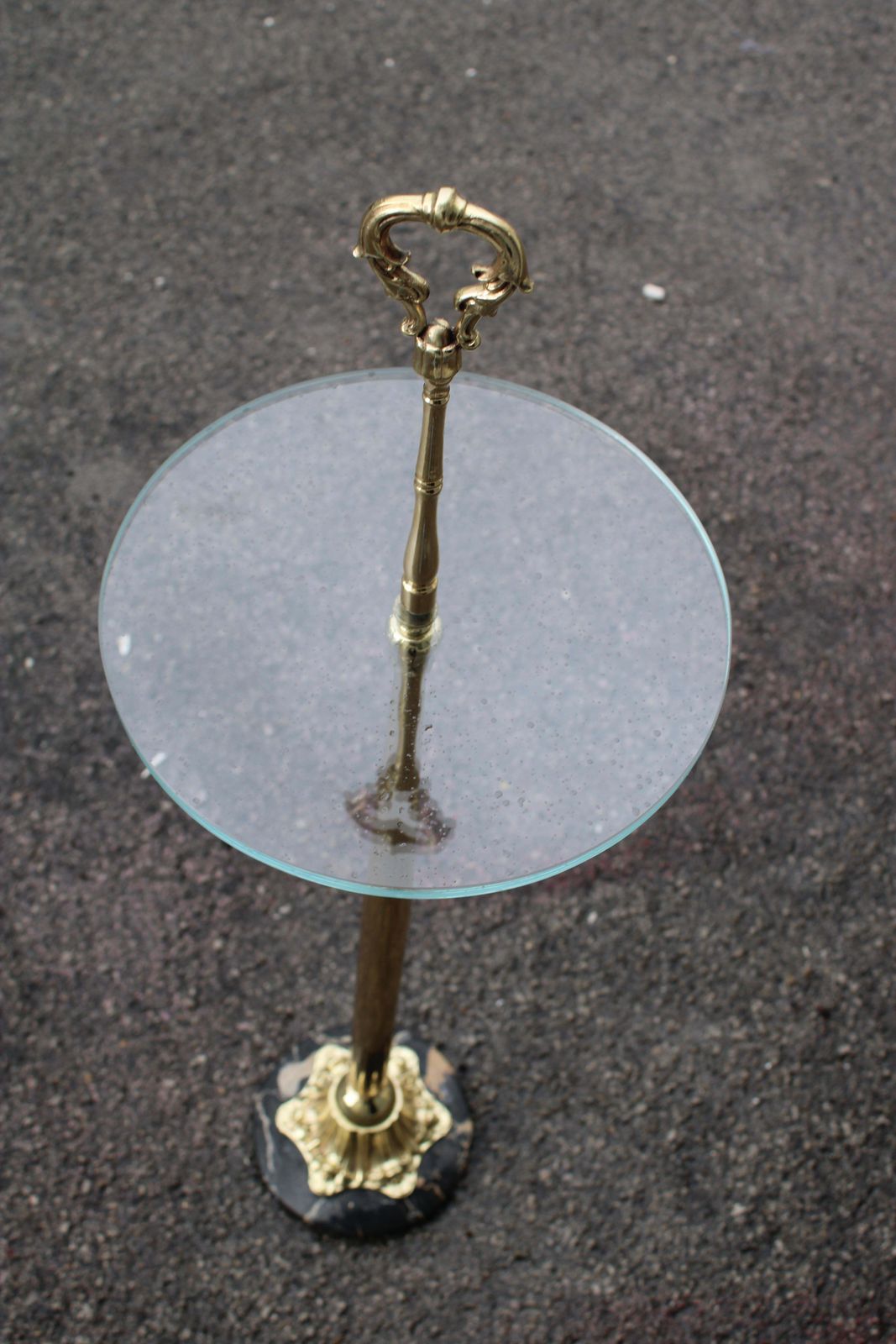 1950s Italian Gueridon In Brass Glass And Portoro Marble photo buy