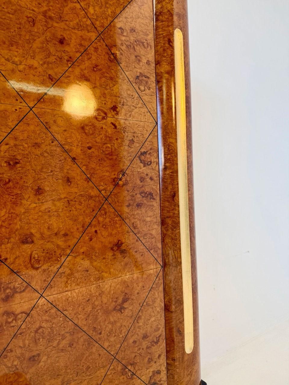 6258.0 1940s Italian Art Deco Cabinet In Maple Burl With Black Lacquer Details photo