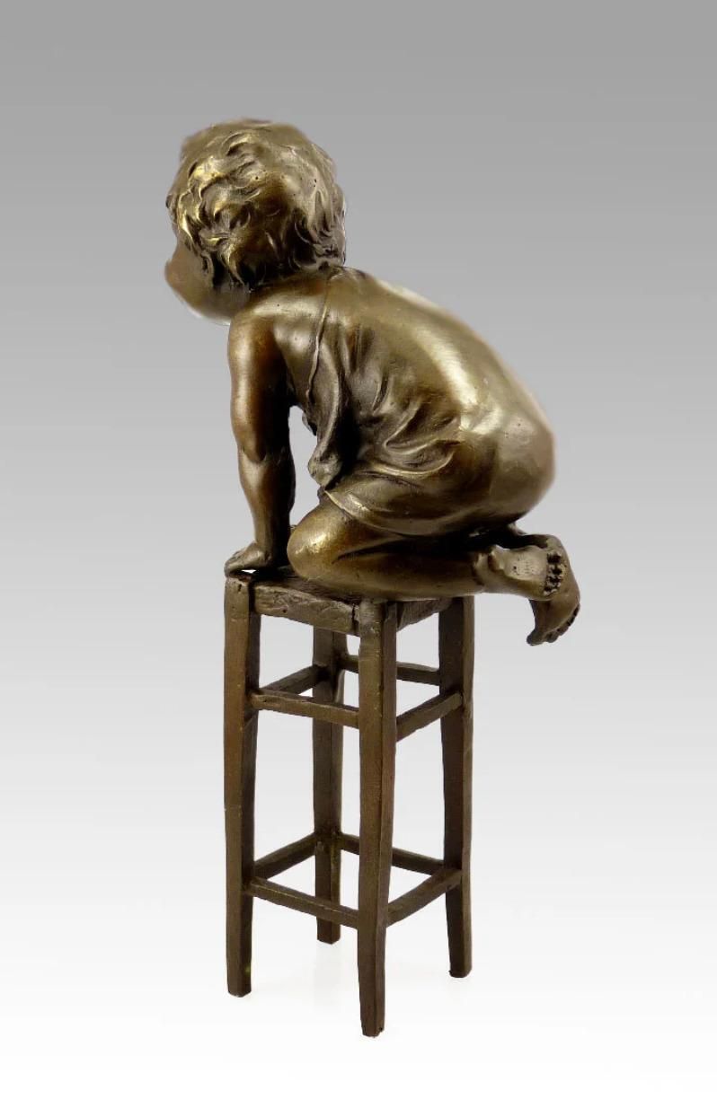 Patinated Bronze Sculpture Of A Seated Child, Art Nouveau Style, 20th Century photo 1301.0