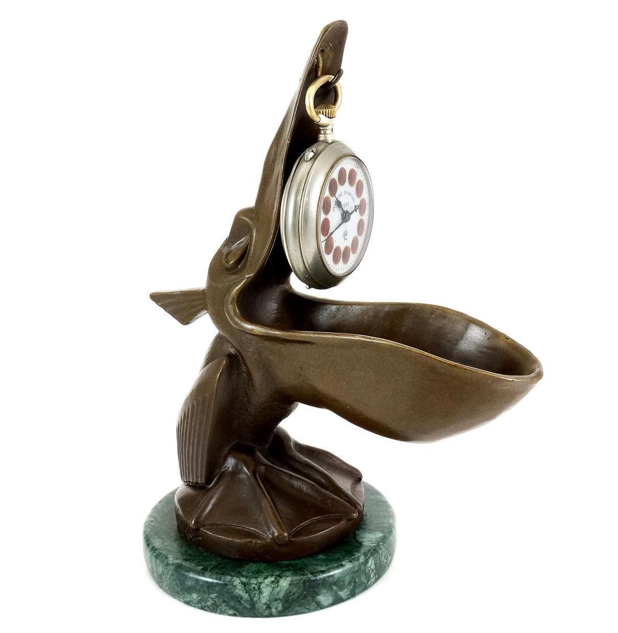 Art Deco Style Pelican Pocket Watch Holder In Bronze, Inspired By Leopold Verler photo furniture