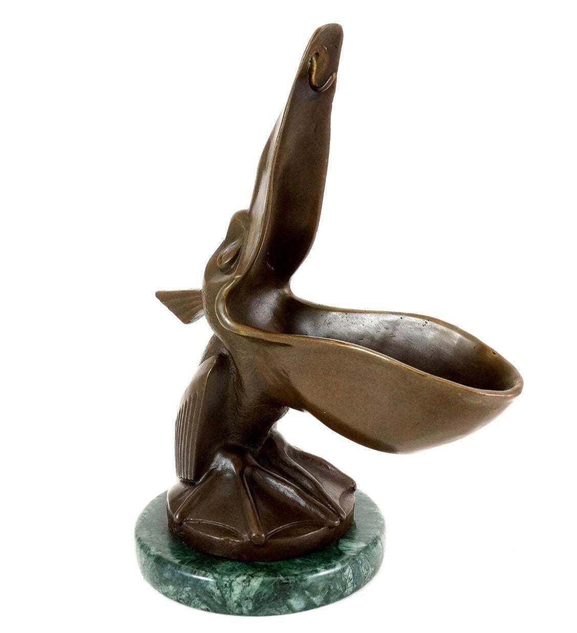 Art Deco Style Pelican Pocket Watch Holder In Bronze, Inspired By Leopold Verler photo Art