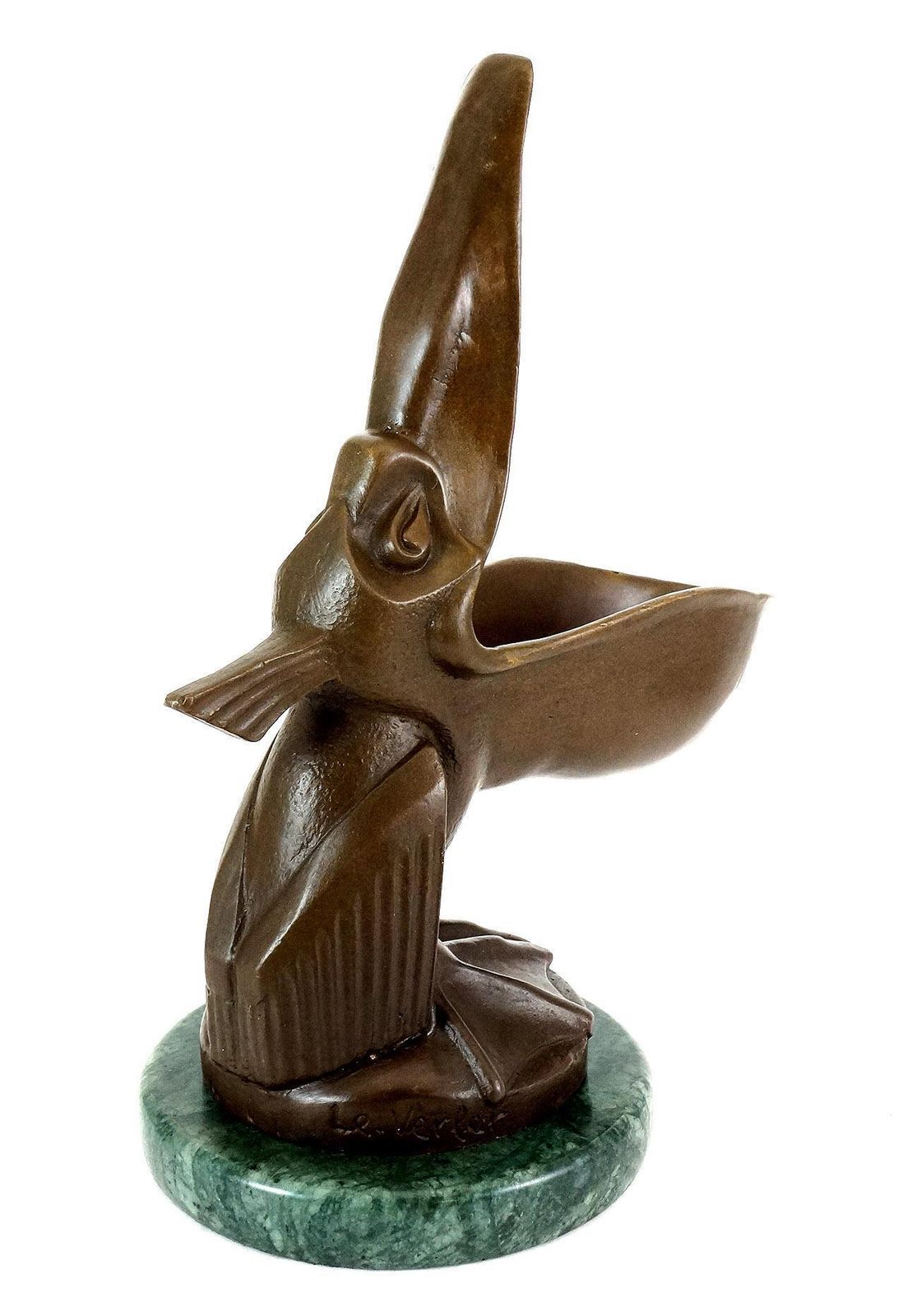 Art Deco Style Pelican Pocket Watch Holder In Bronze, Inspired By Leopold Verler photo vinterior