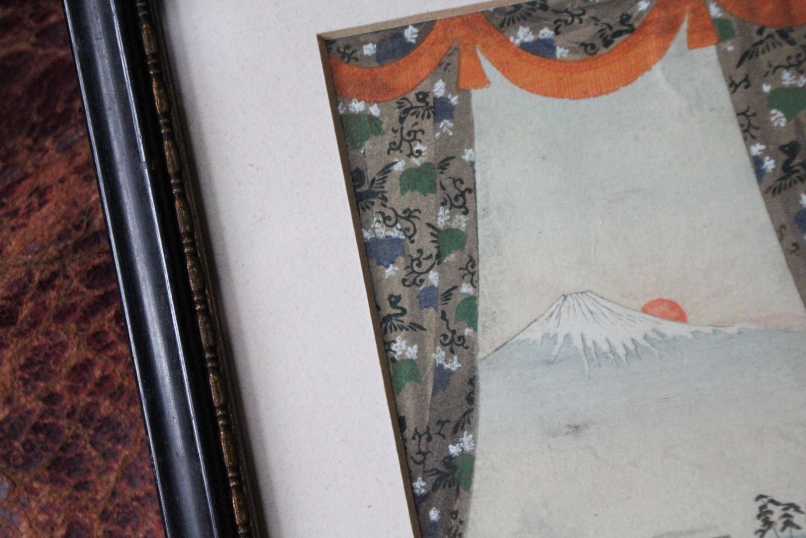 1906 Ink & Watercolour Mount Fuji At Sunrise Japanese Japan photo Art