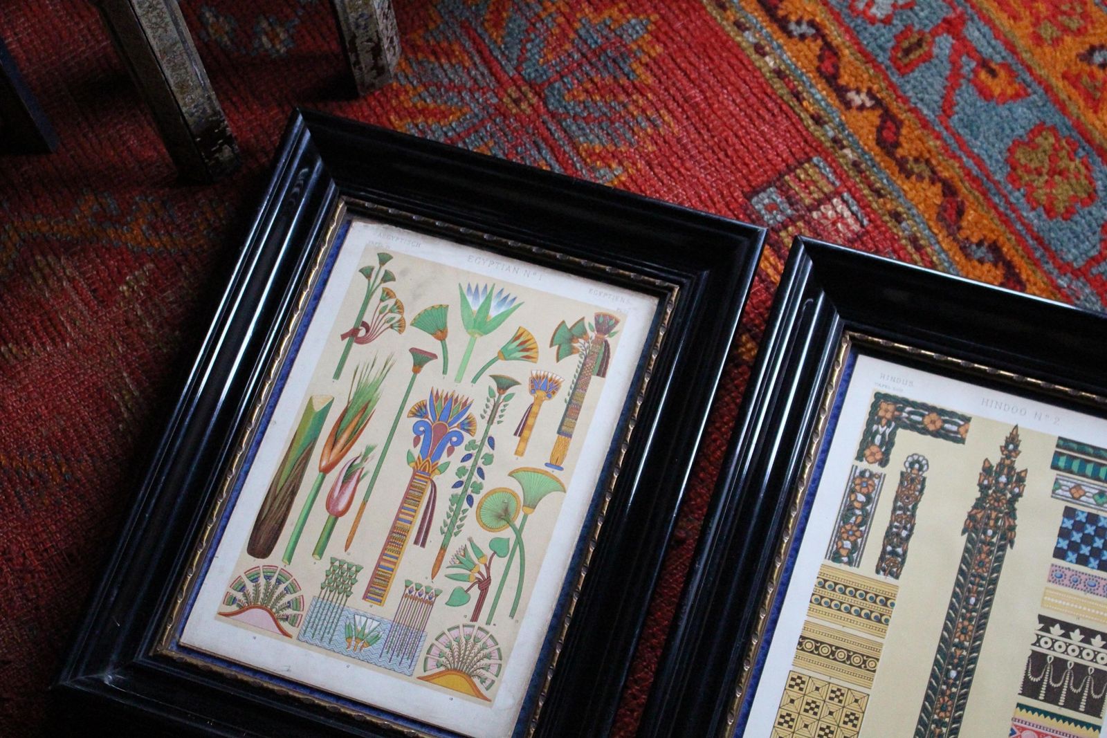 The Grammar Of Ornament, 1856 Owen Jones Pair Of Framed Plates Egyptian & Hindoo photo for sale