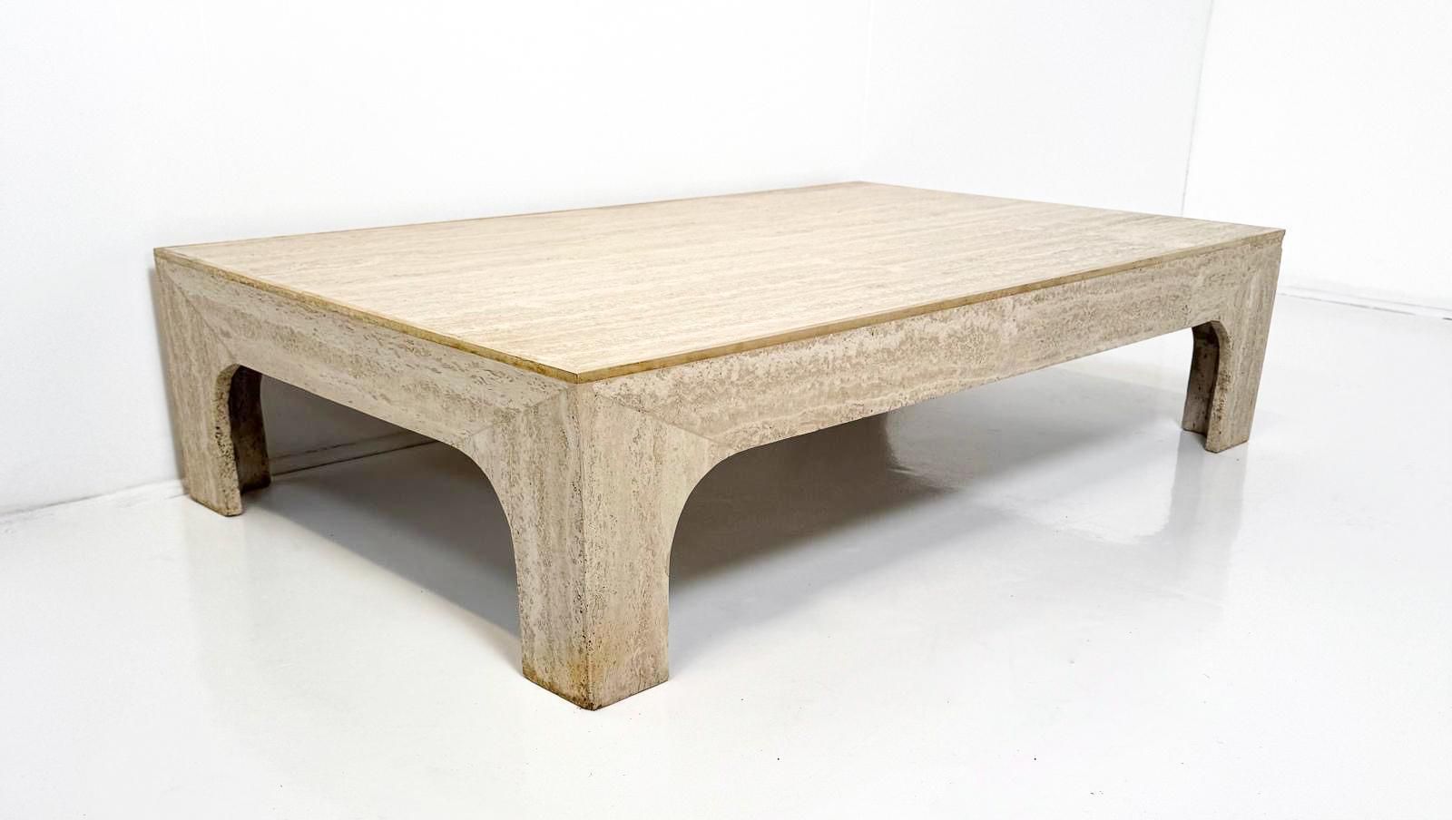 Mid Century Modern Travertine Coffee Table By Willy Rizzo, Italy, 1960s photo furniture