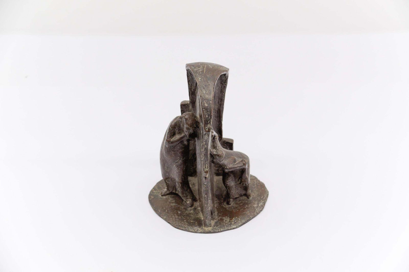 Figurative Artists Bronze Of A Keyhole Door Scene B.G. 1991 1/7 photo Art