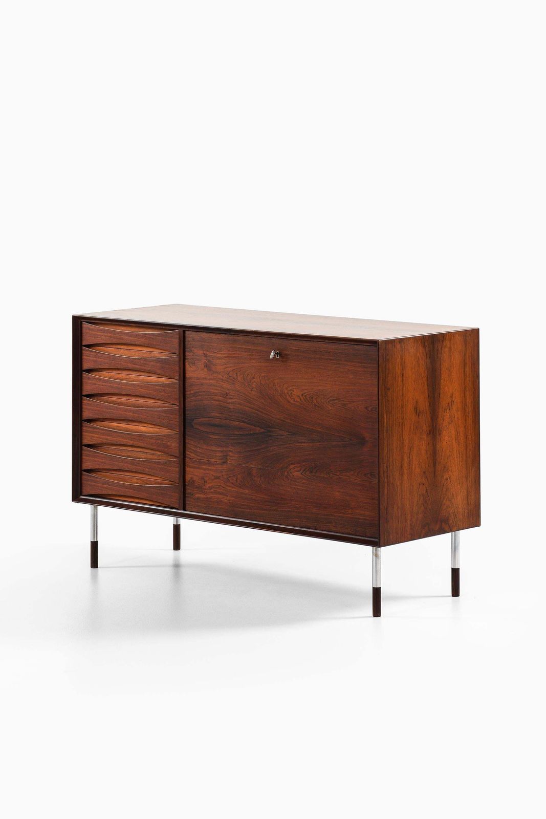 Sideboard In Rosewood And Steel By Arne Vodder, 1950s photo vintage