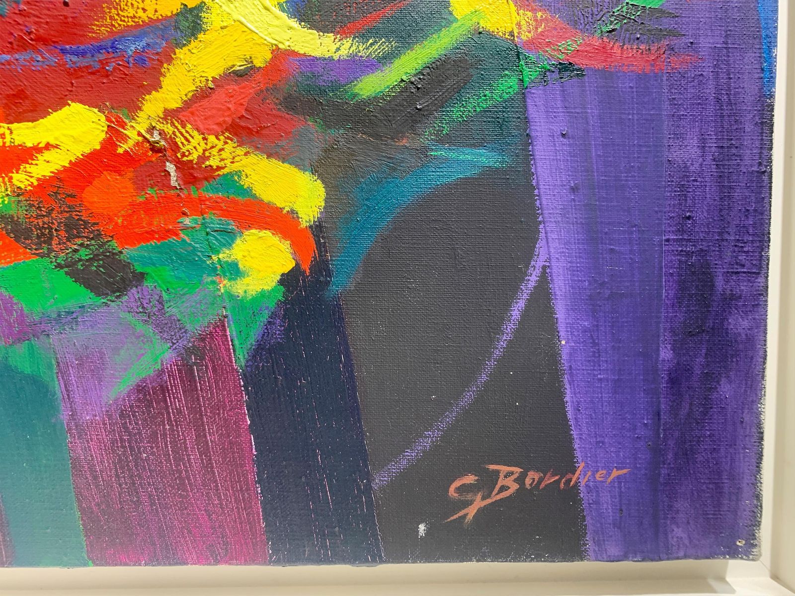 Mid Century Abstract Expressionist Painting By G. Bordier, Signed, France, 1950s photo for sale