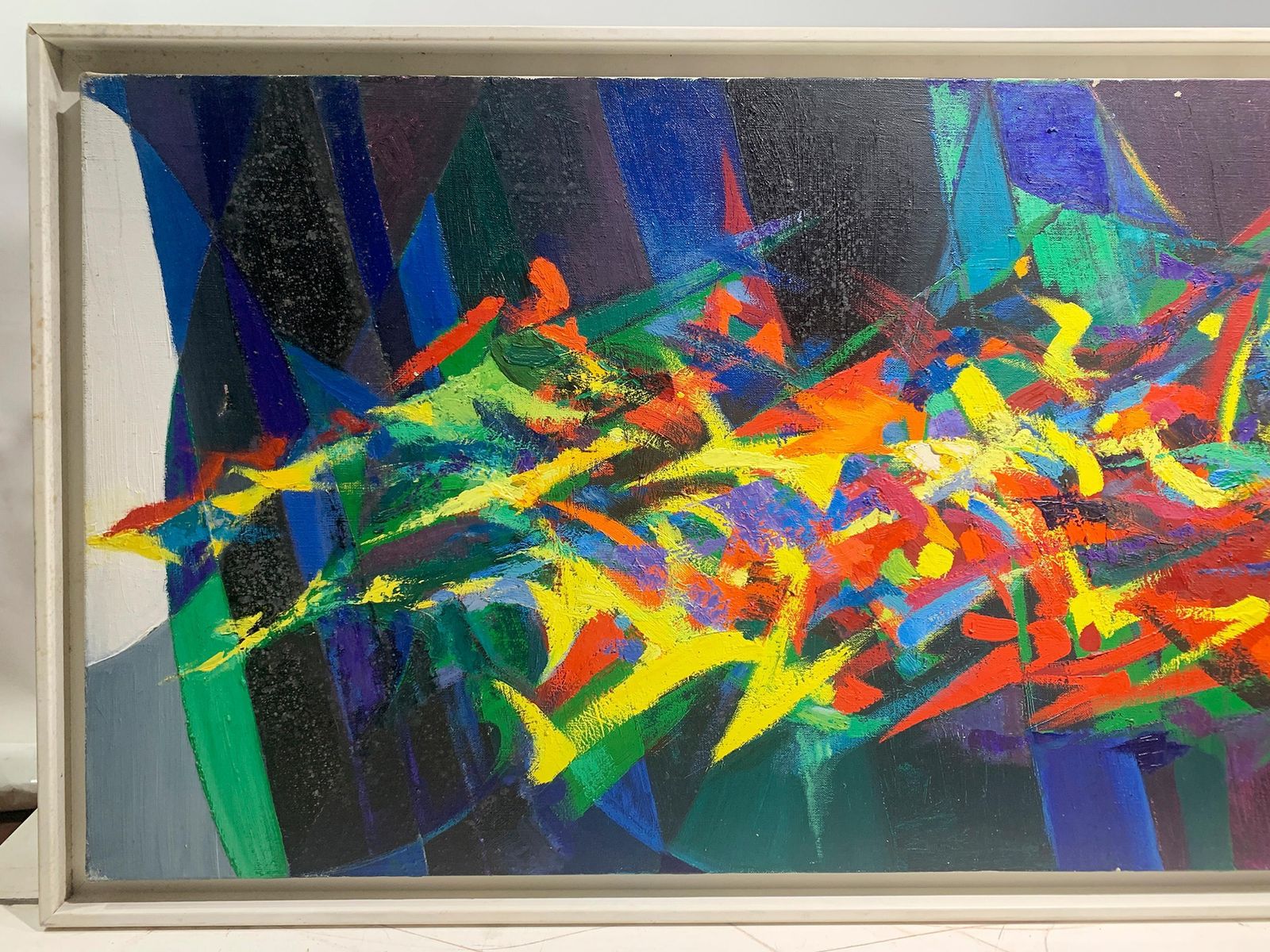 Mid Century Abstract Expressionist Painting By G. Bordier, Signed, France, 1950s photo Art