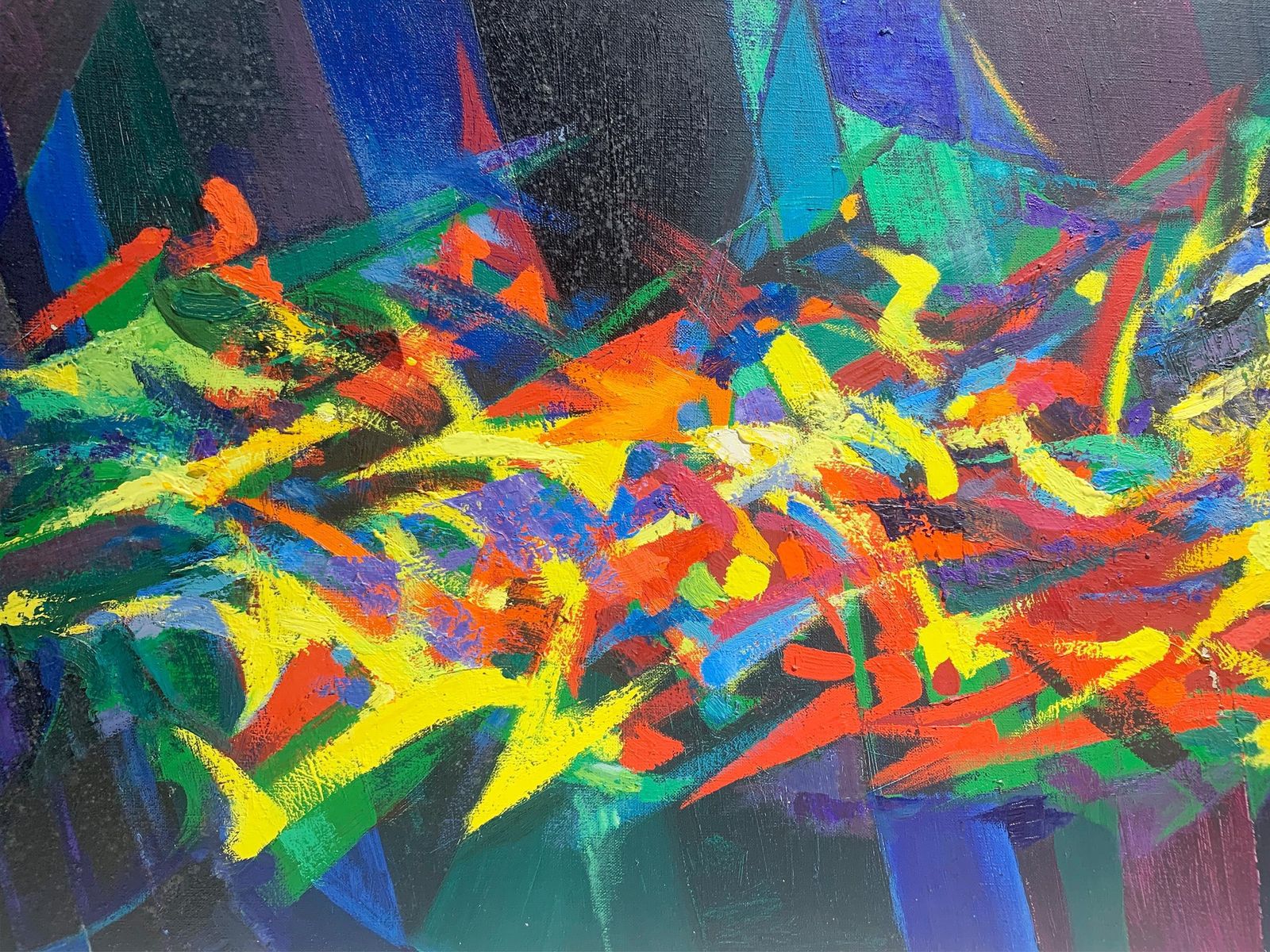 Mid Century Abstract Expressionist Painting By G. Bordier, Signed, France, 1950s photo vinterior