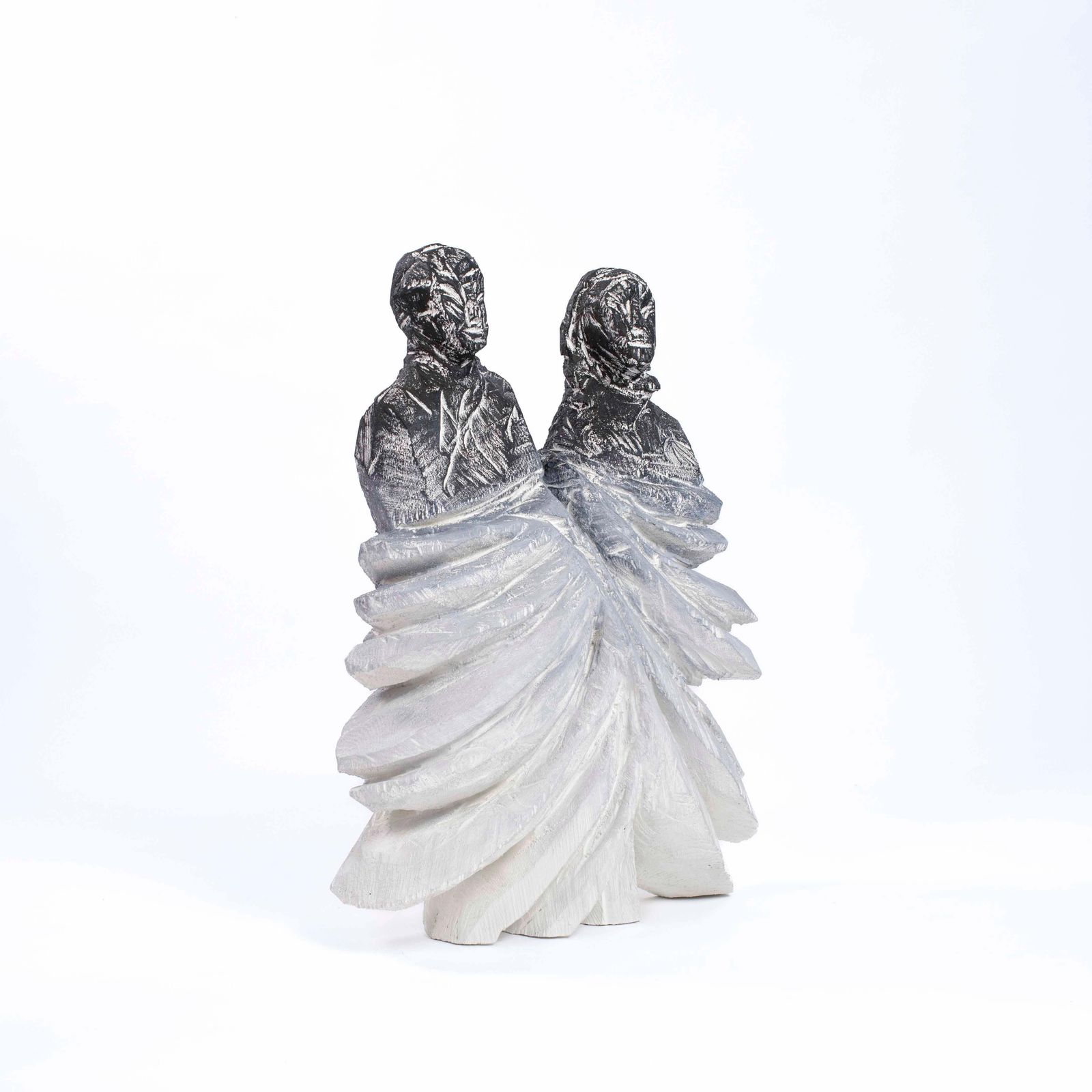 photo furniture Abstract Figurative Wooden Grey Black Sculpture “Twins" By Christofer Kochs 2023