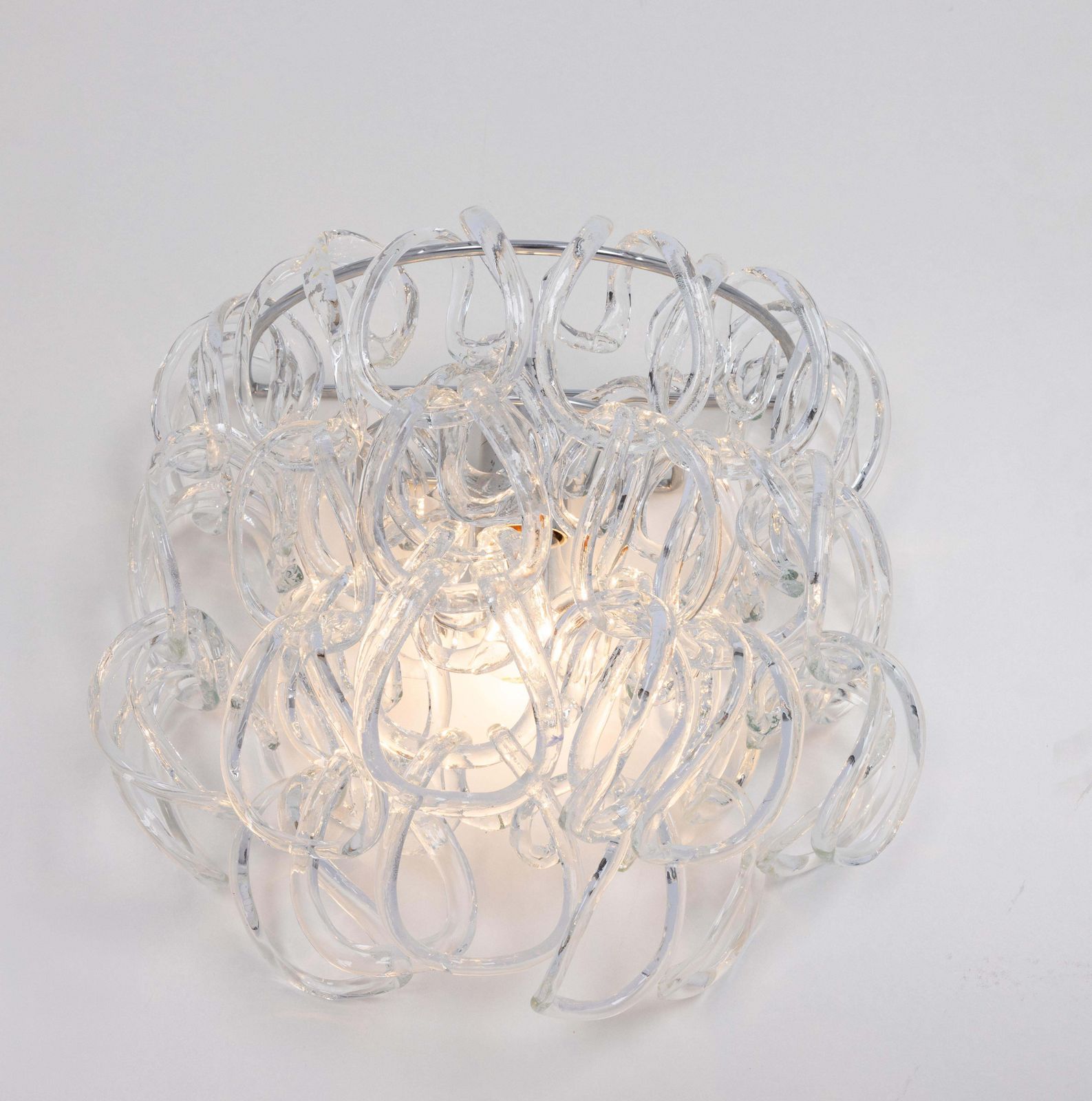Large Pair Of Angelo Mangiarotti Murano Sconce Wall Lights, Vistosi, Italy, 1960 photo vintage