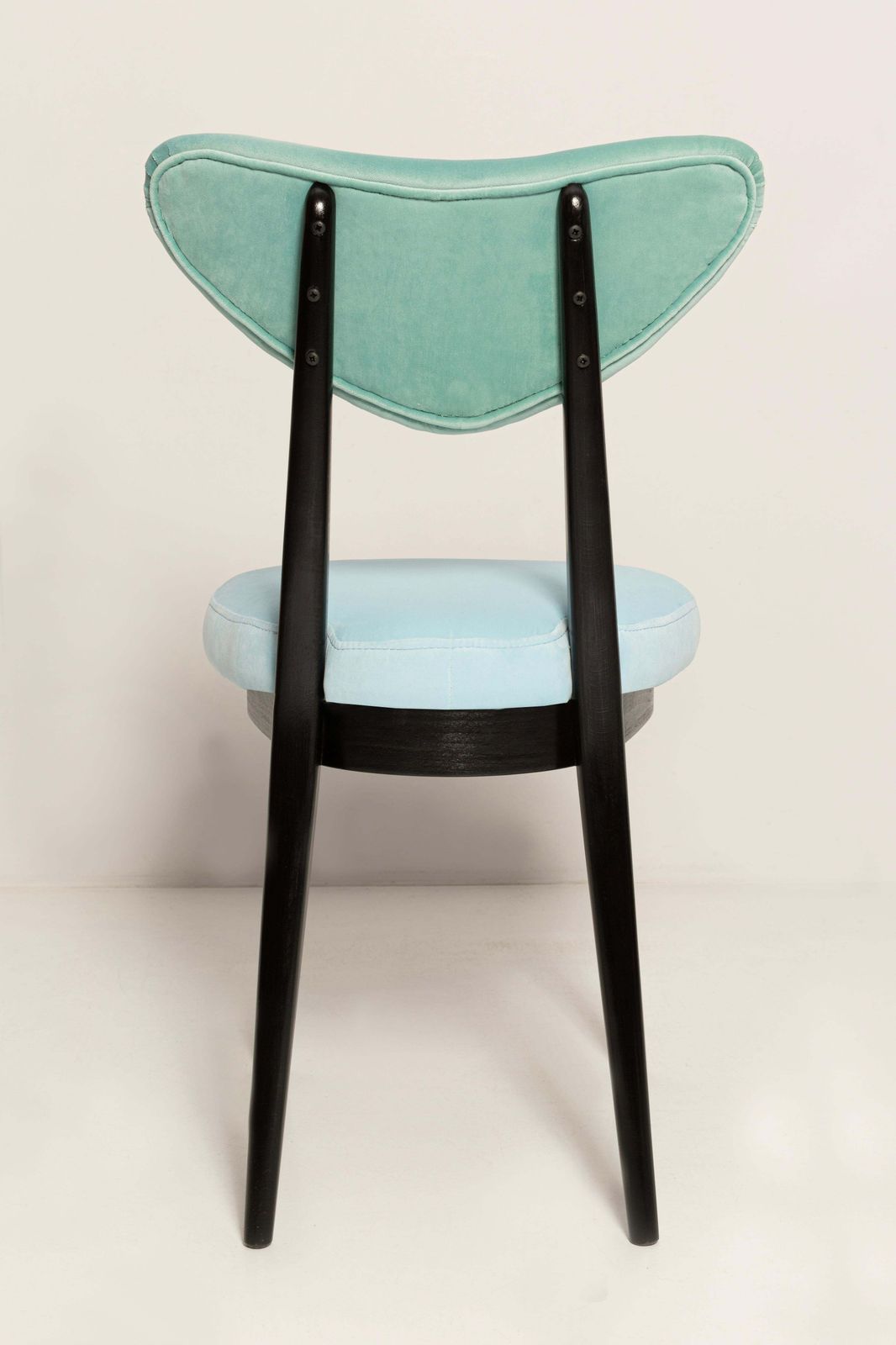 Set Of Eight Mid Century Green And Blue Mixed Velvet Heart Chairs, Europe, 1960s photo vinterior