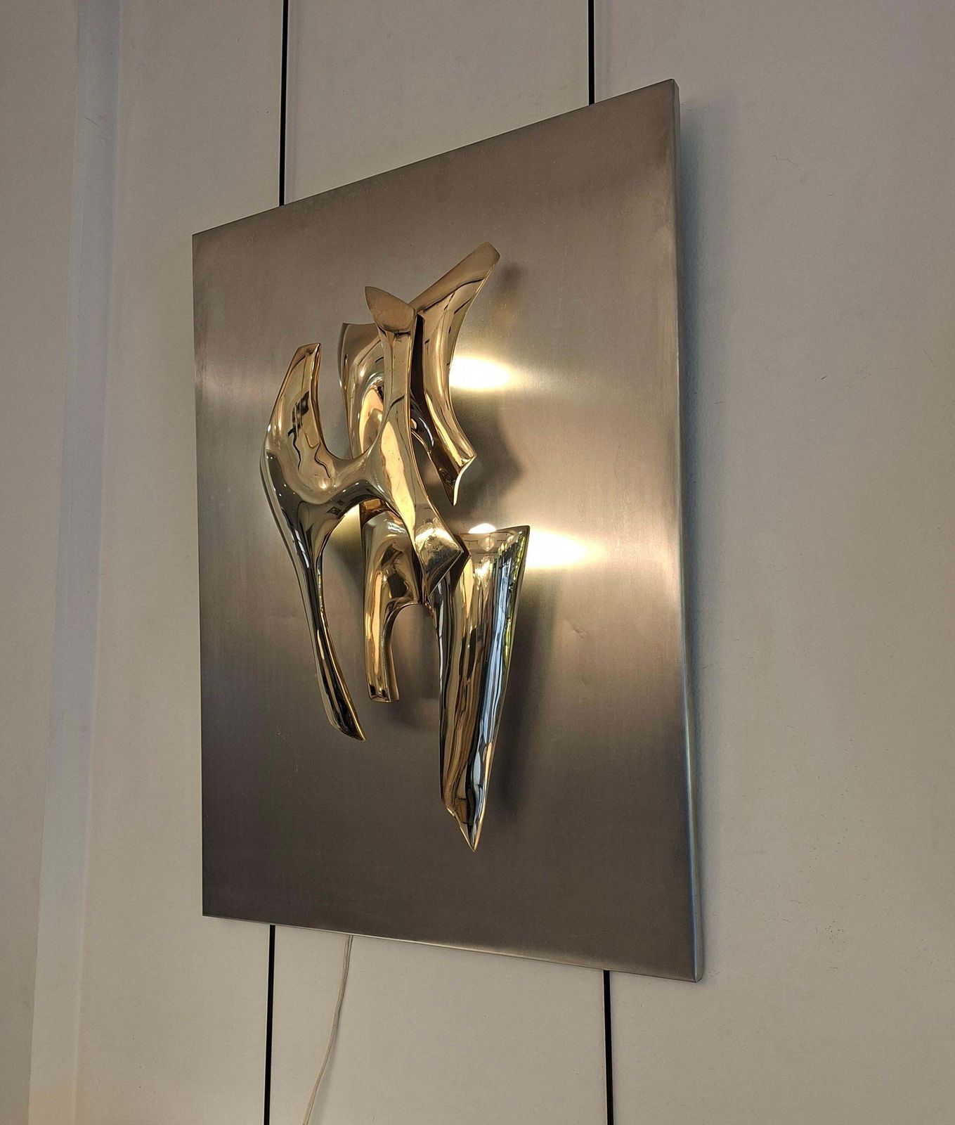 Fred Brouard, Bronze Sculptural Sconce N°19/50, Circa 1970 photo furniture