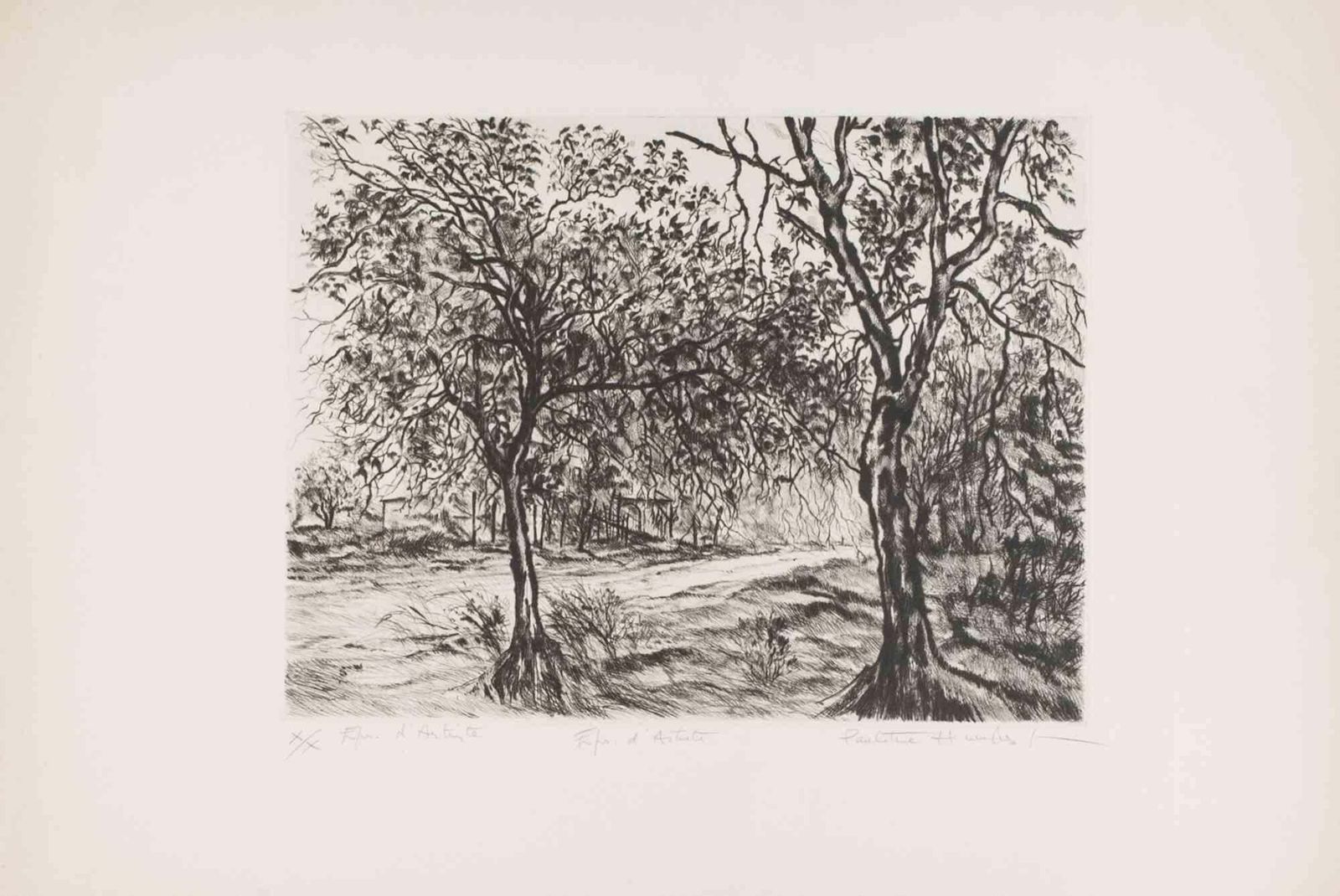 Paulette Humbertlandscape   Etching By Paulette Humbert   Mid 20th Centurymid 20th Century photo furniture