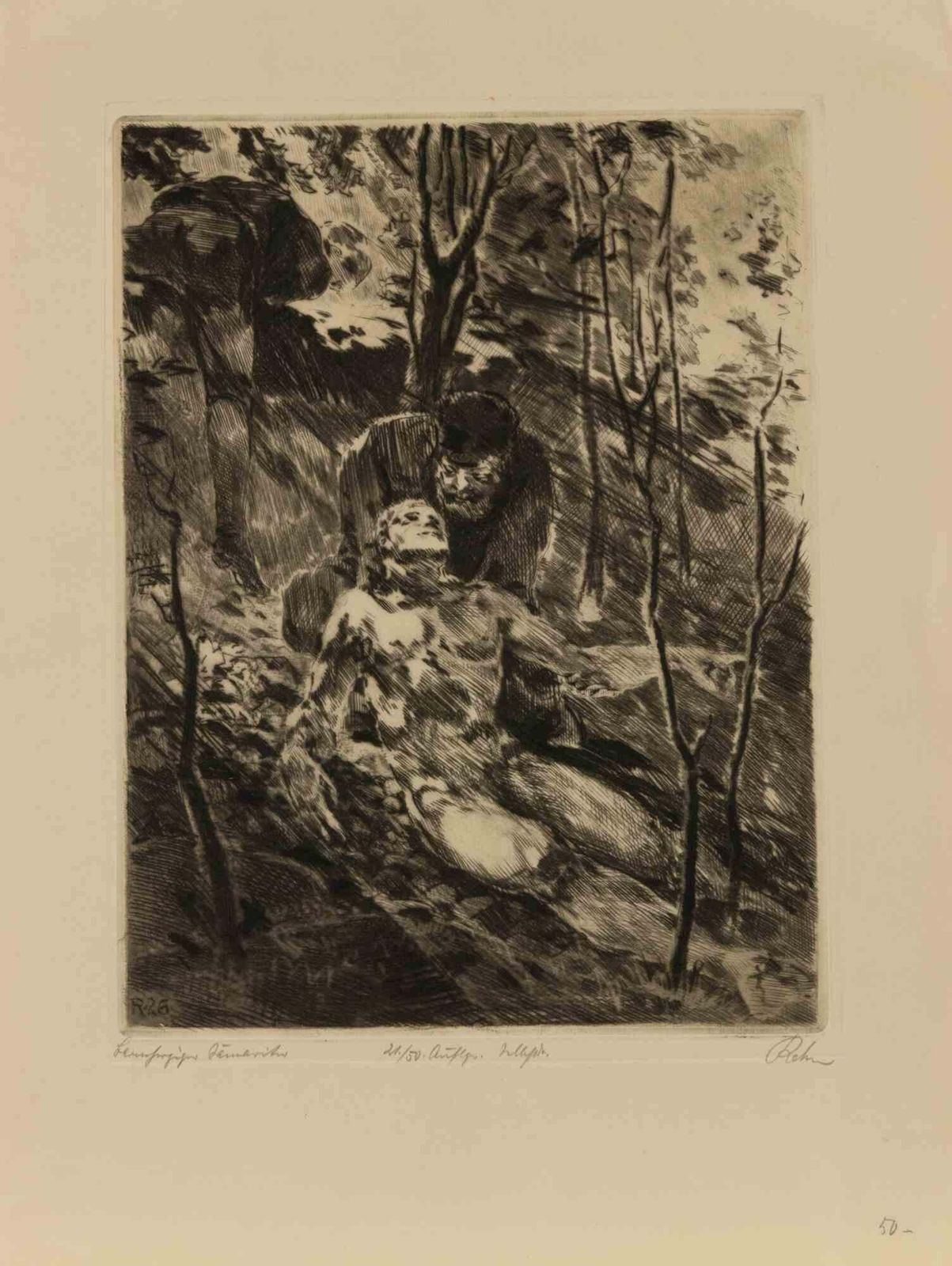 Walter Richard Rehnembrace In A Landscape   Etching By W.R. Rehn   1930s1930s