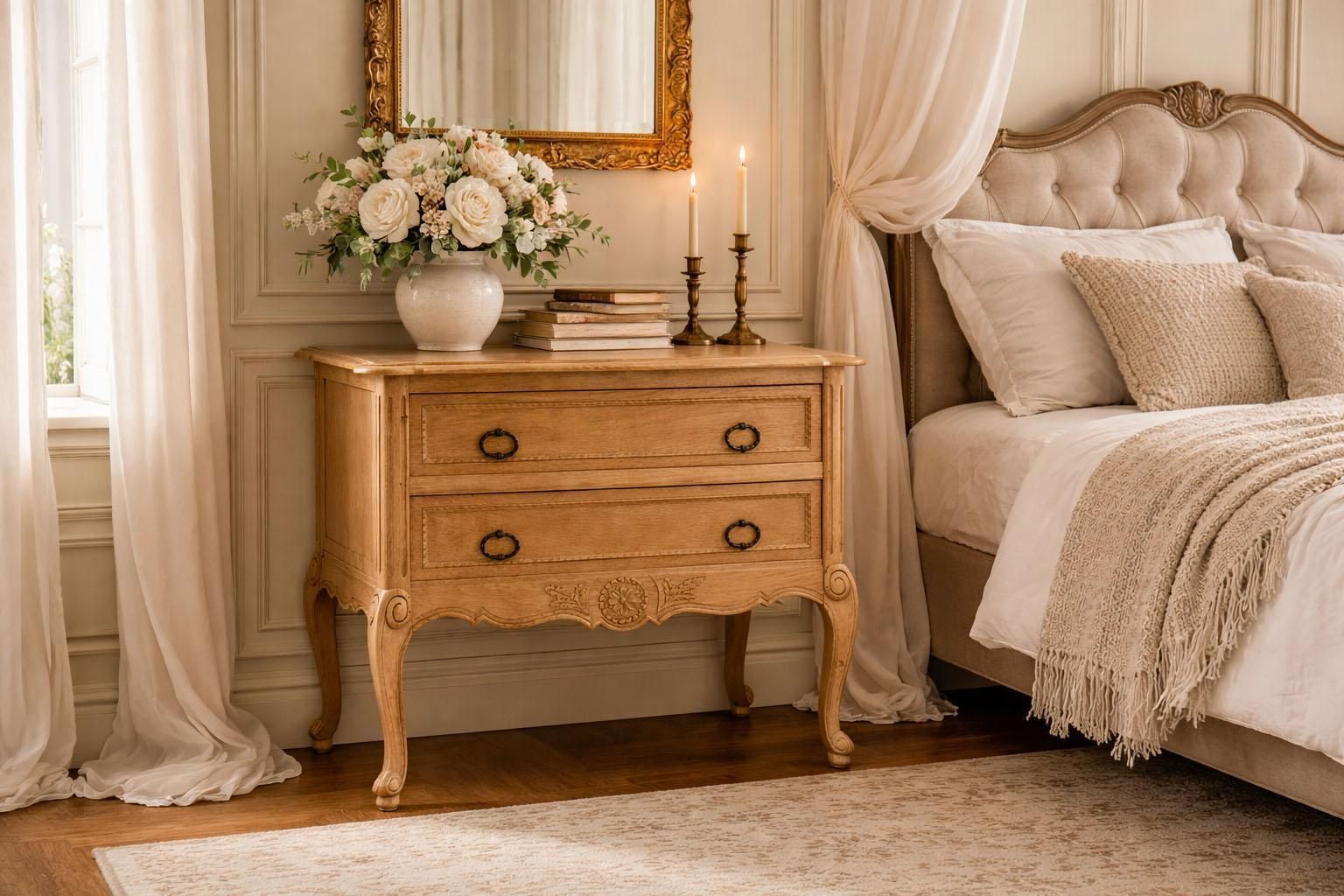 Furniture French Louis XV Style Oak Commode Chest Of Drawers, Circa 1940 photo