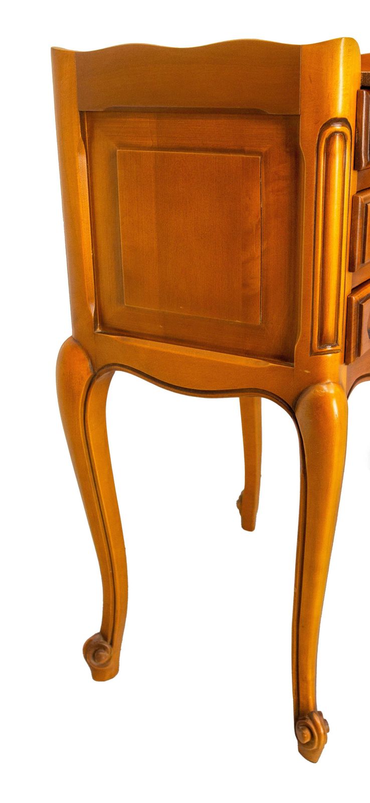 French Pair Nightstands Louis XV Style Side Cabinets Bedside Cherry Wood C 1970 photo 778.0