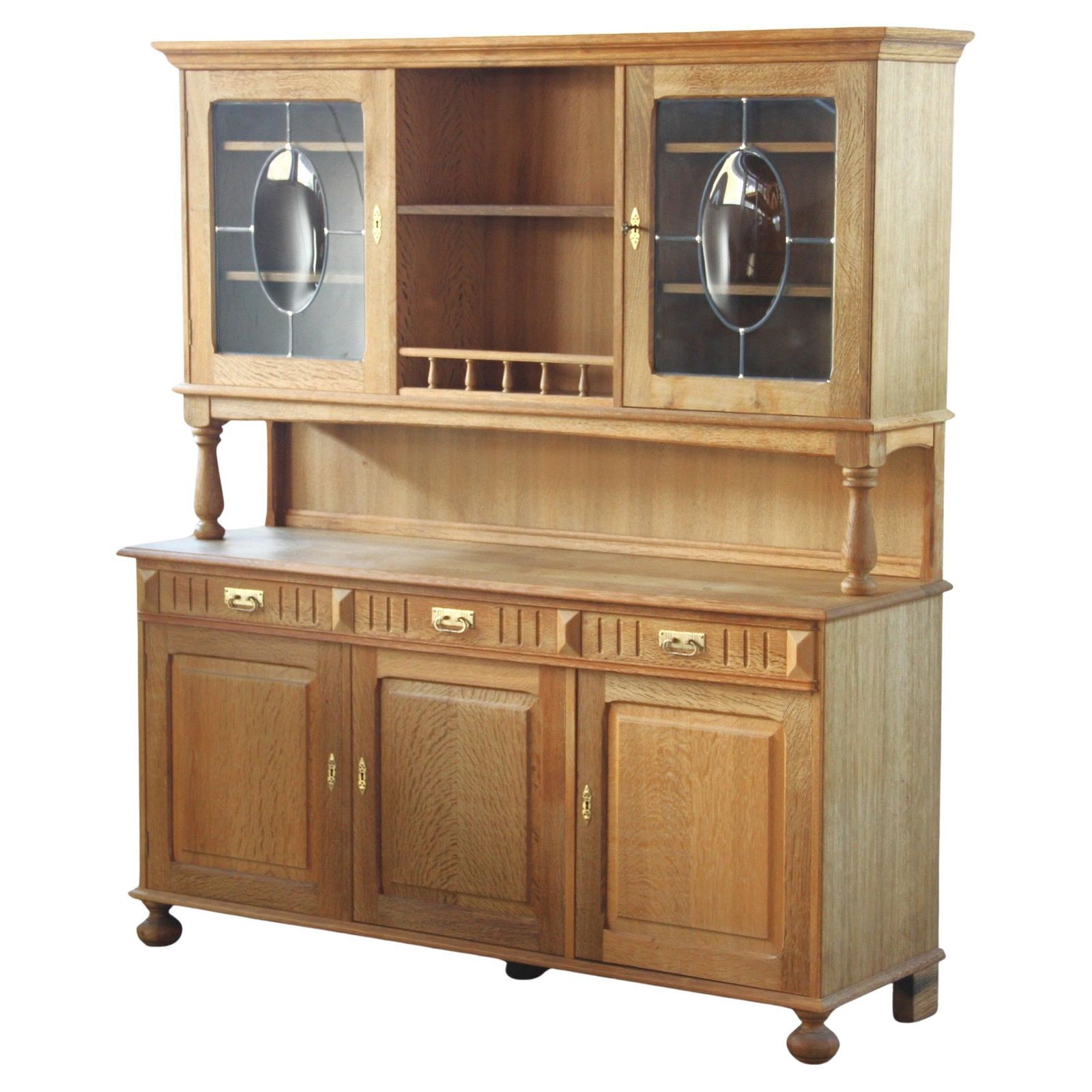 Vintage 1970s Danish Brutalist Light Oak Dining Cabinet, Henning Kjærnulf Style