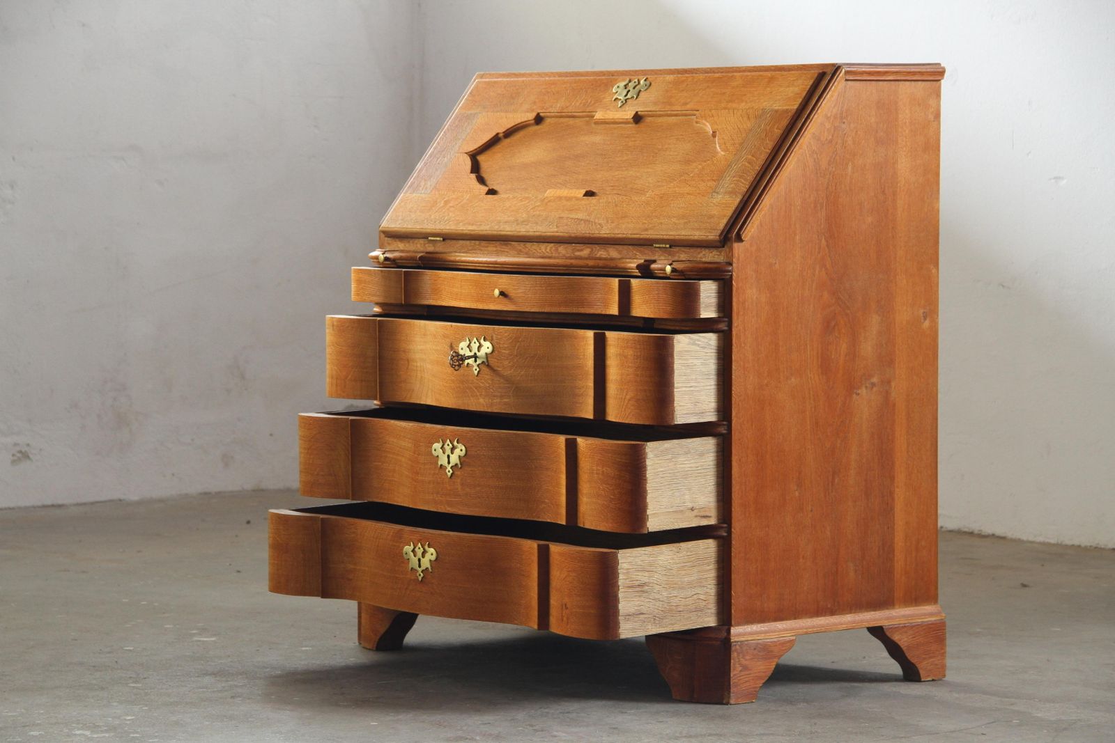 photo furniture Vintage 1960s Oak Fold Down Secretary Bureau In Style Of Kjærnulf