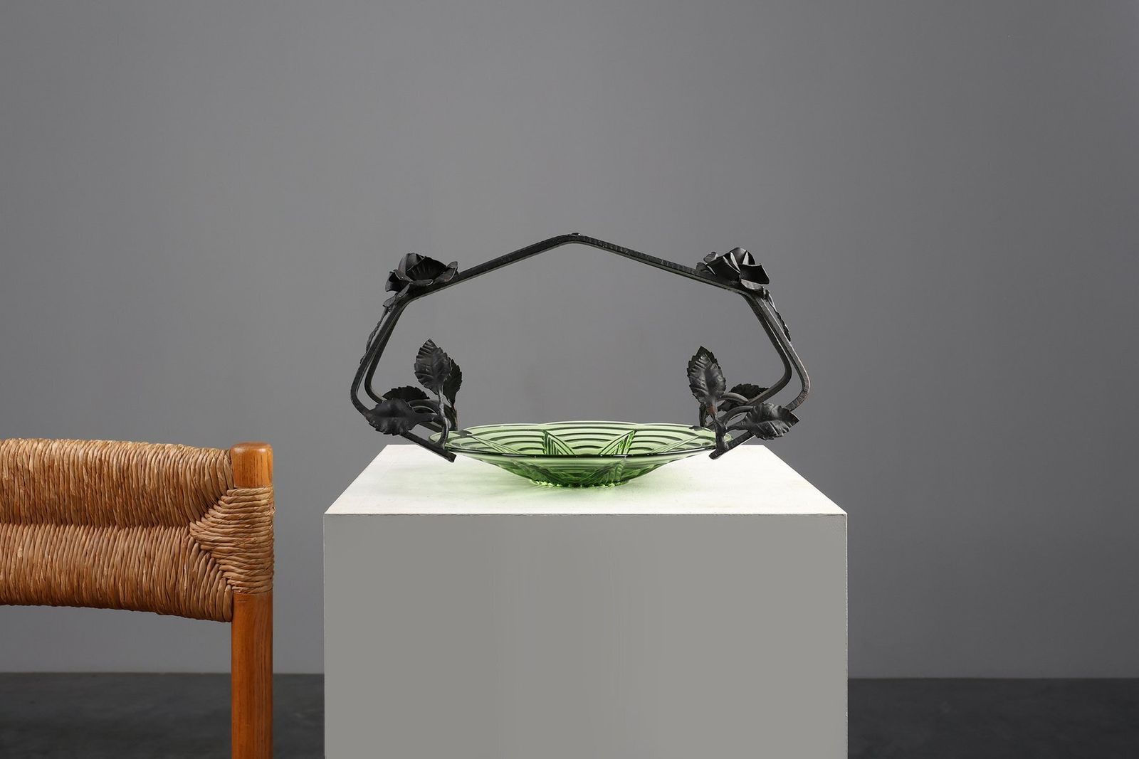 Art Deco Glass And Metal Fruit Bowl, France, 1920s photo buy