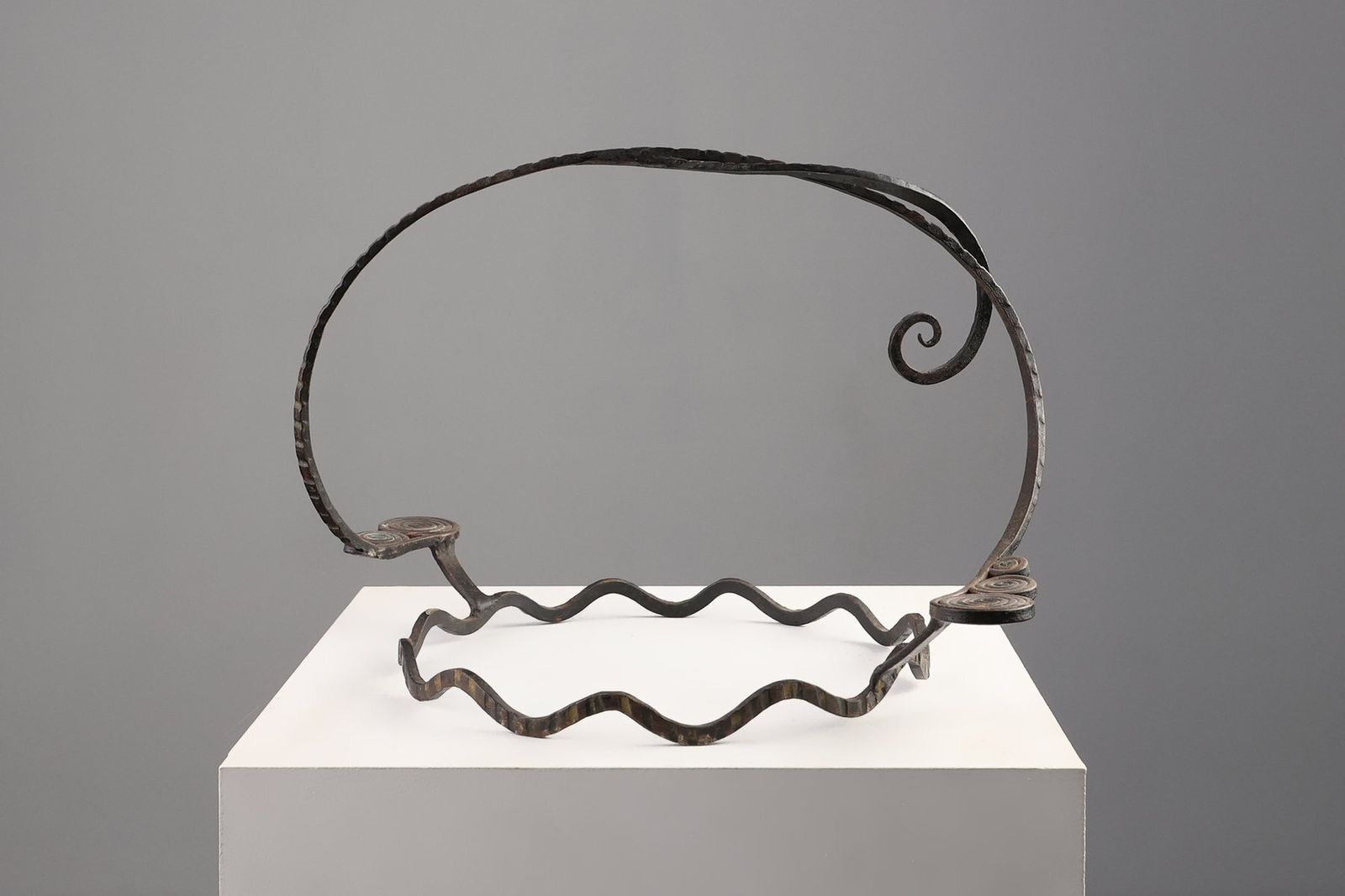 Art Deco Glass And Metal Fruit Bowl, France, 1920s photo vintage
