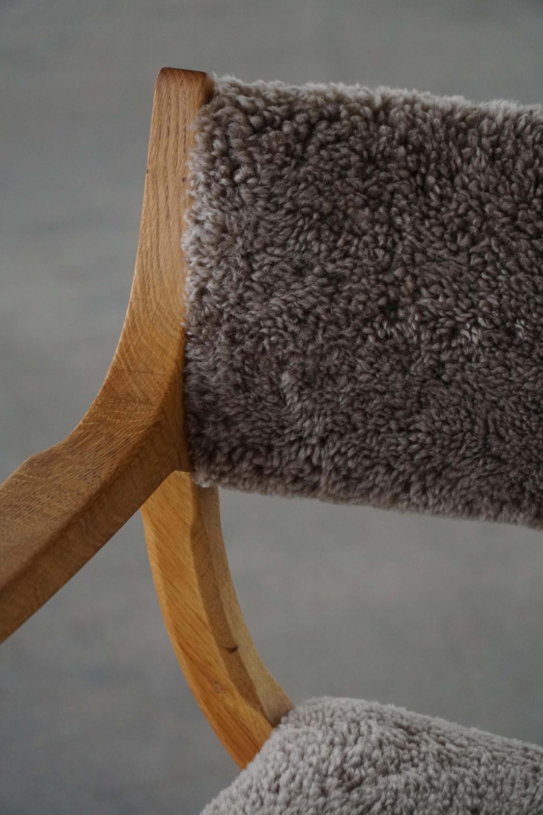 1993.0 "Kurul" Armchair In Oak & Lambswool, Henning Kjærnulf, Mid Century Modern, 1960s photo