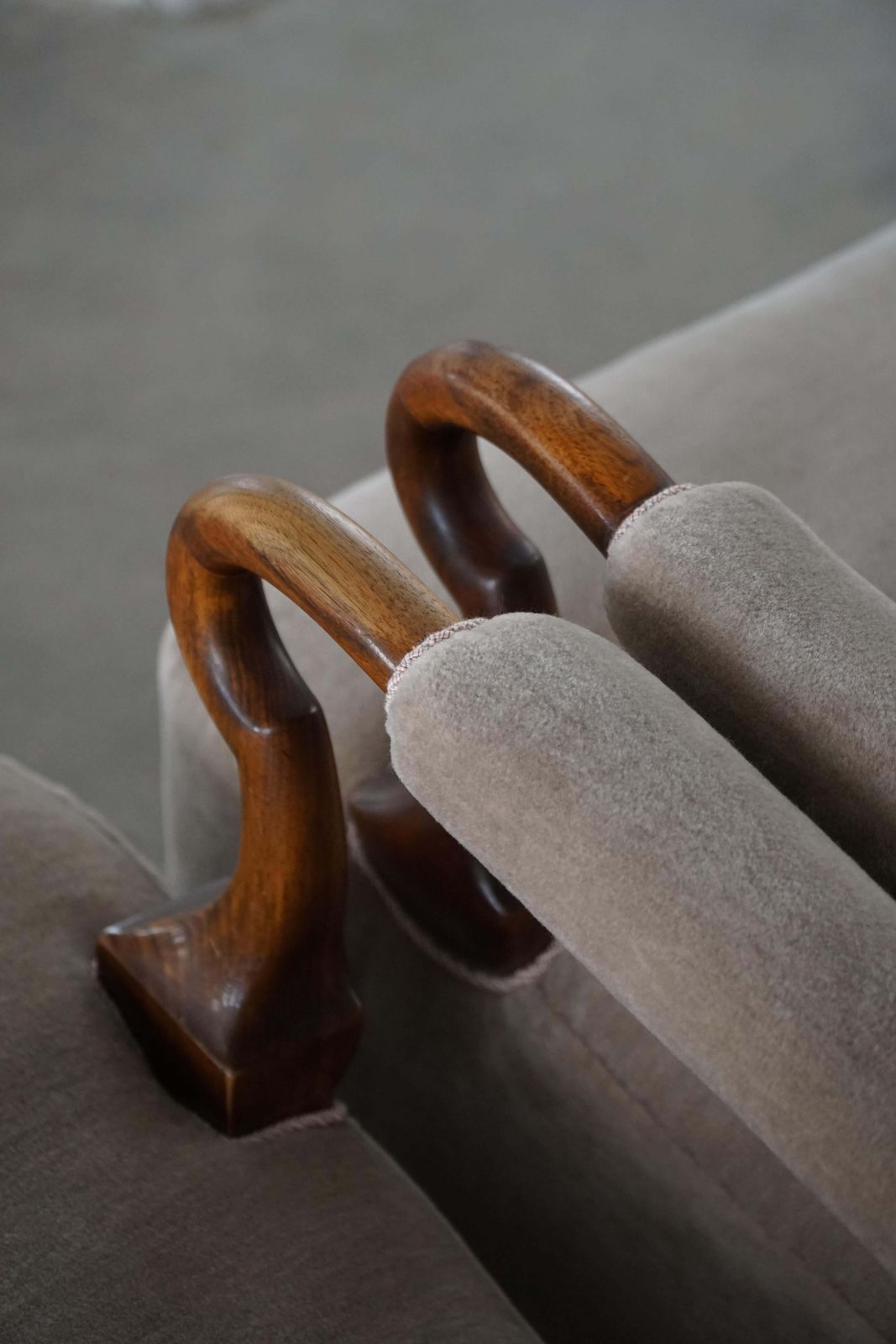 photo for sale Pair Of Danish Antique Armchairs, Reupholstered In Velvet, Early 20th Century